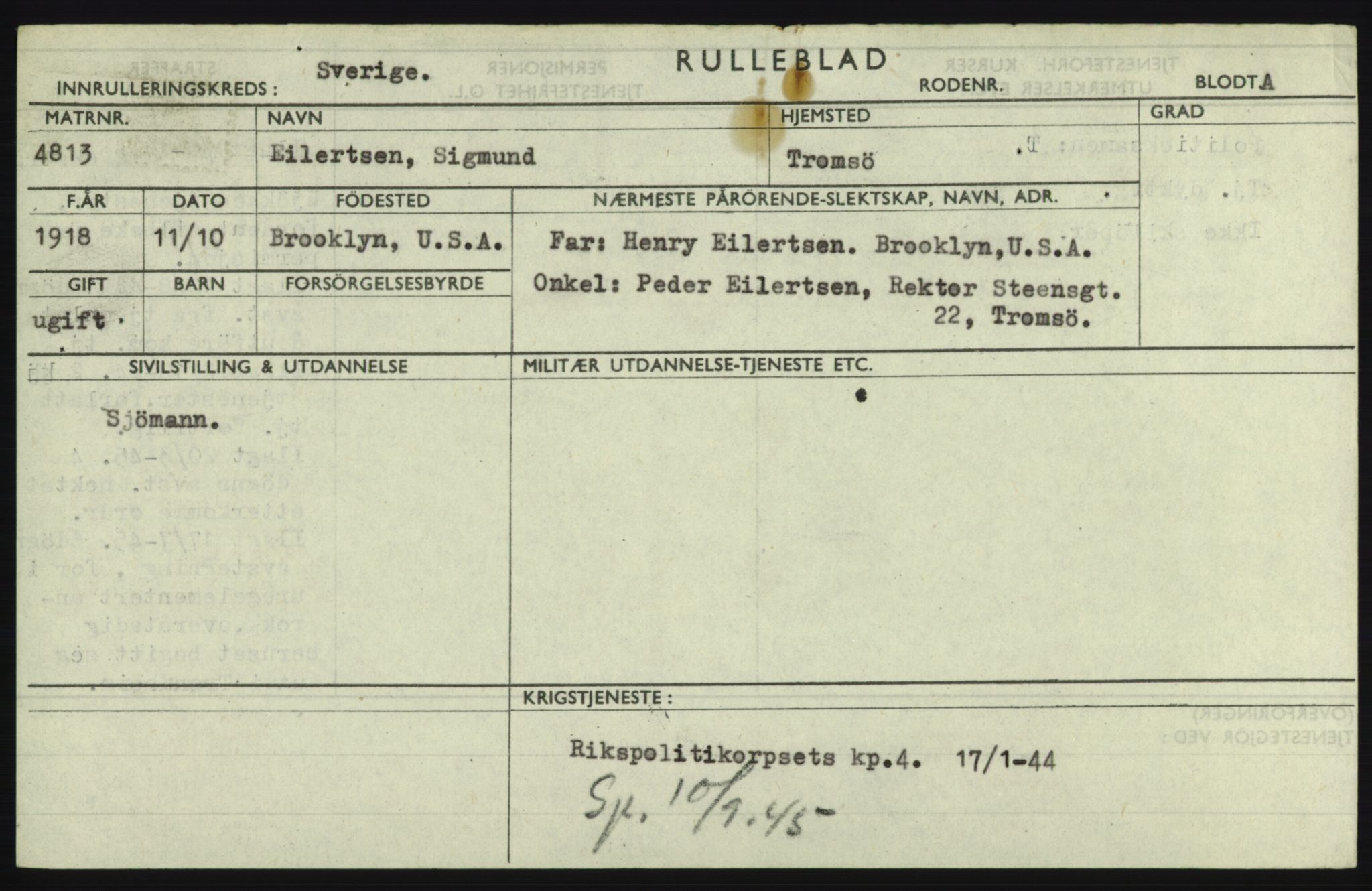 Forsvaret, Troms infanteriregiment nr. 16, AV/RA-RAFA-3146/P/Pa/L0023: Rulleblad for regimentets menige mannskaper, årsklasse 1939, 1939, s. 197