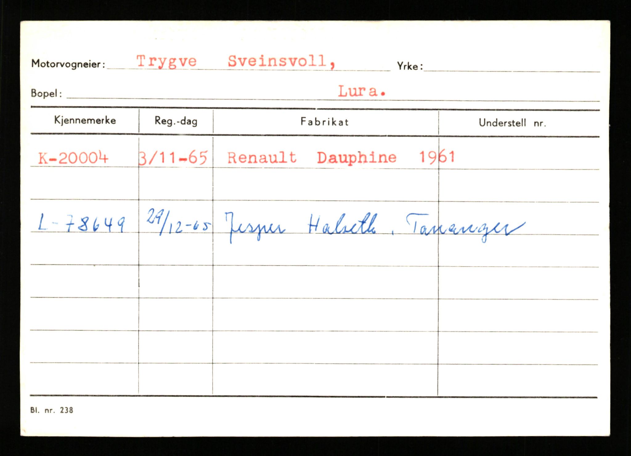 Stavanger trafikkstasjon, AV/SAST-A-101942/0/G/L0004: Registreringsnummer: 15497 - 22957, 1930-1971, s. 1994