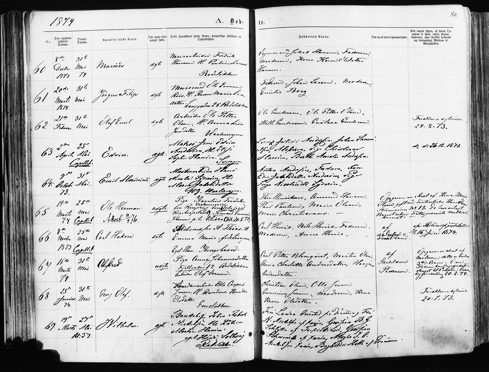 Østre Aker prestekontor Kirkebøker, AV/SAO-A-10840/F/Fa/L0003: Ministerialbok nr. I 3, 1869-1875, s. 80