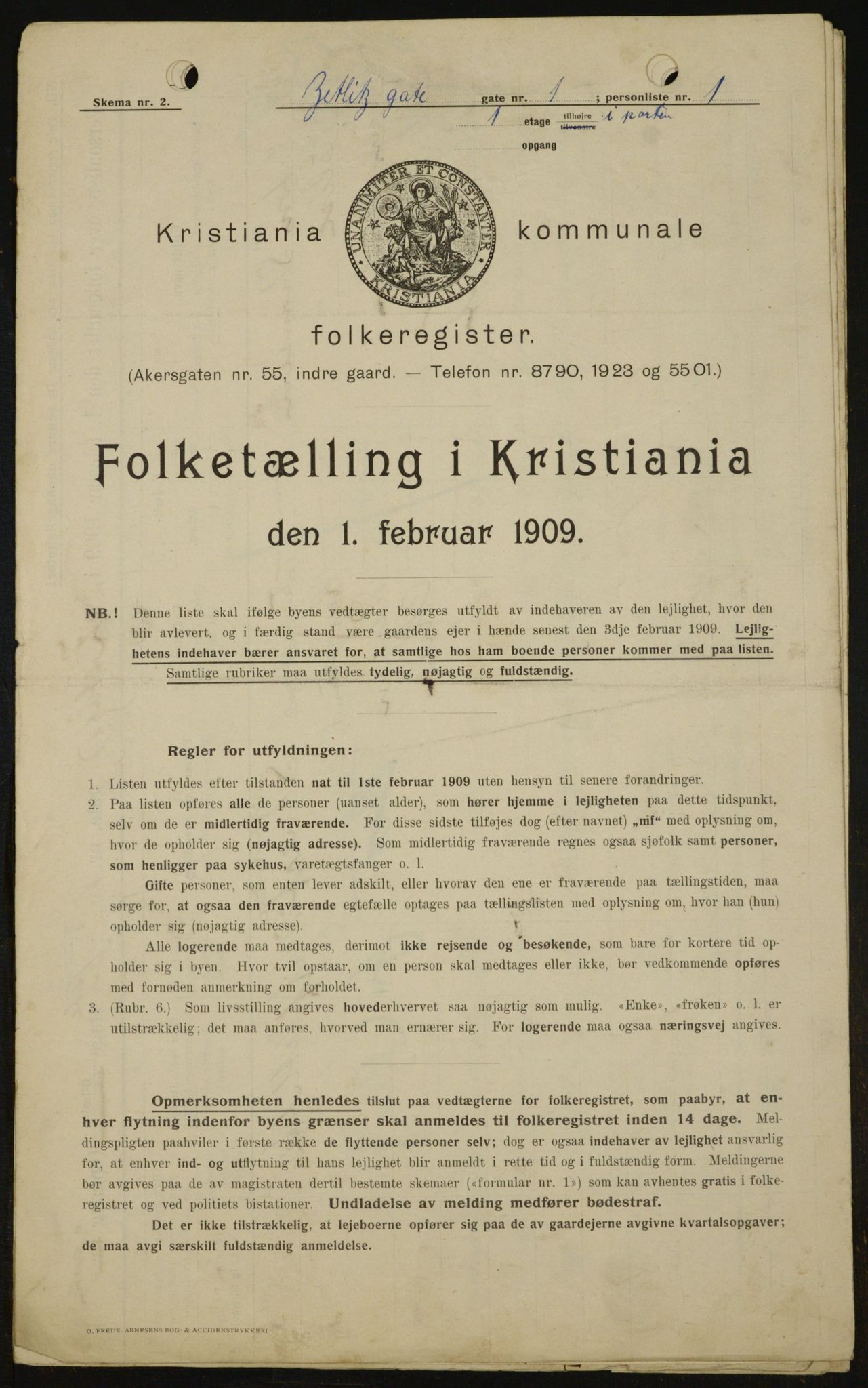OBA, Kommunal folketelling 1.2.1909 for Kristiania kjøpstad, 1909, s. 116777