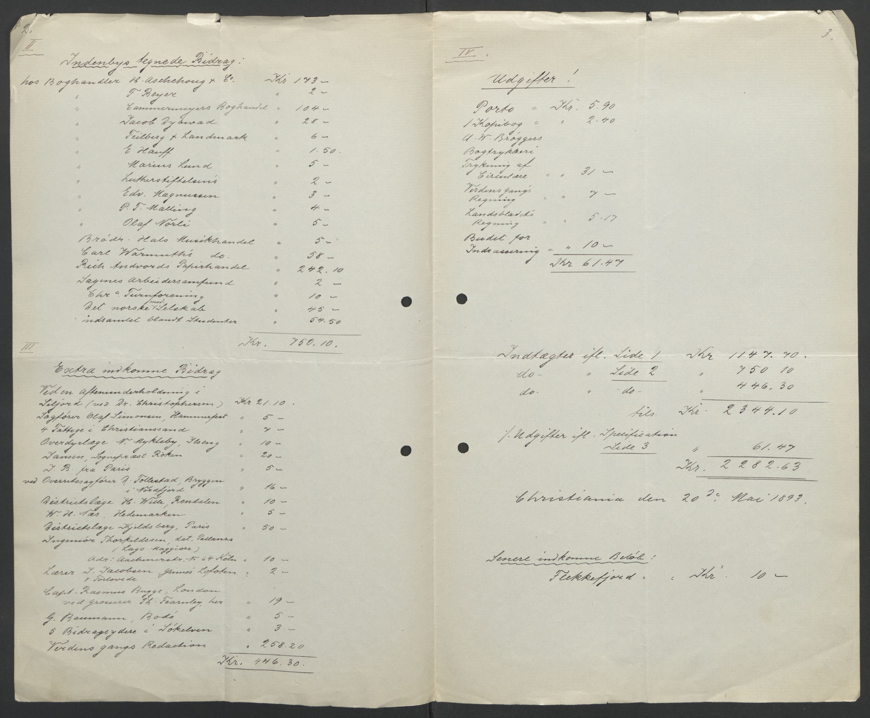 Arbeidskomitéen for Fridtjof Nansens polarekspedisjon, AV/RA-PA-0061/D/L0001/0005: Pengeinnsamlingen / Bidragslister med følgebrev, 1893, s. 9