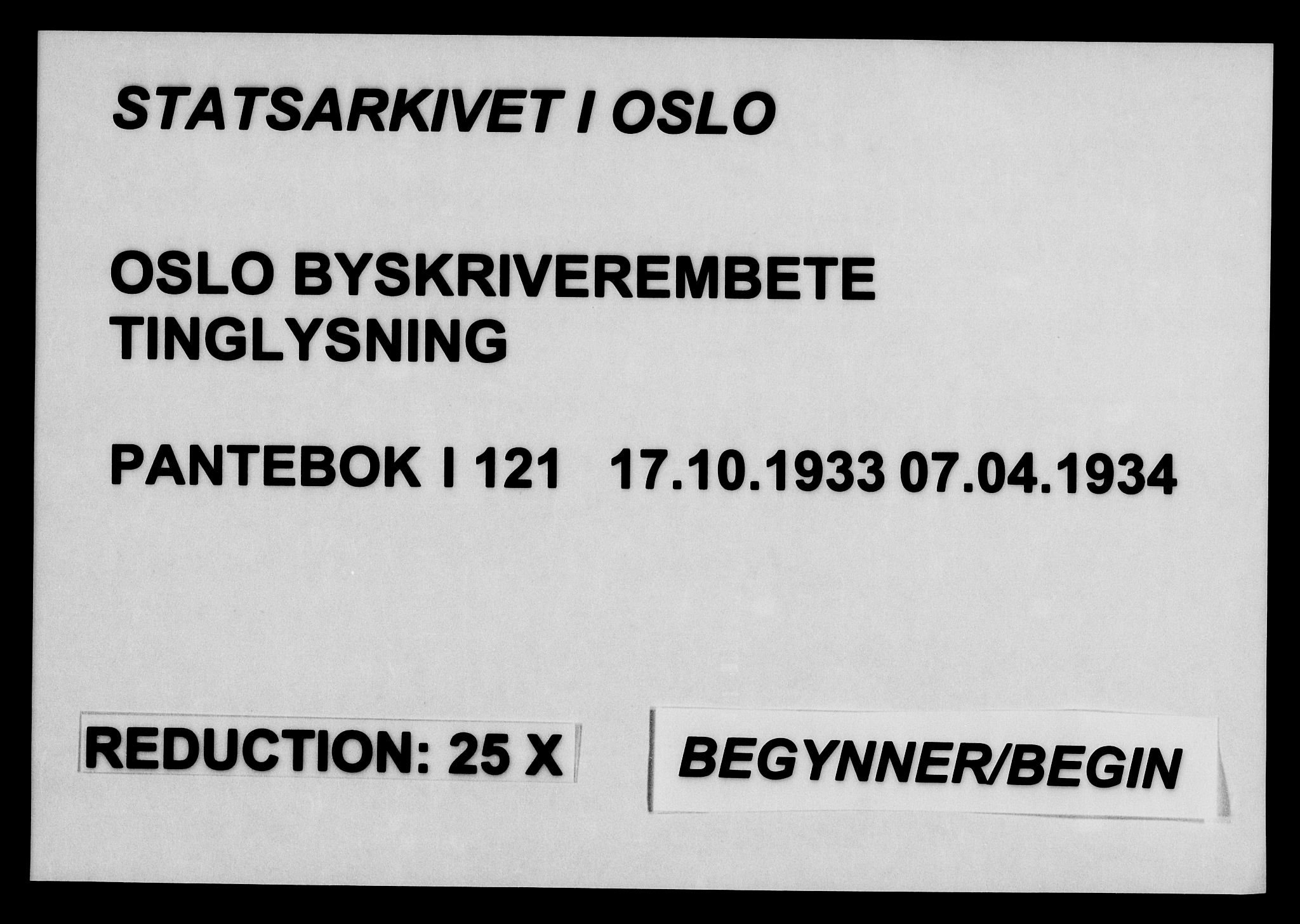 Oslo byskriverembete, SAO/A-10227/G/Gb/Gbb/Gbba/L0121: Pantebok nr. I 121, 1933-1934