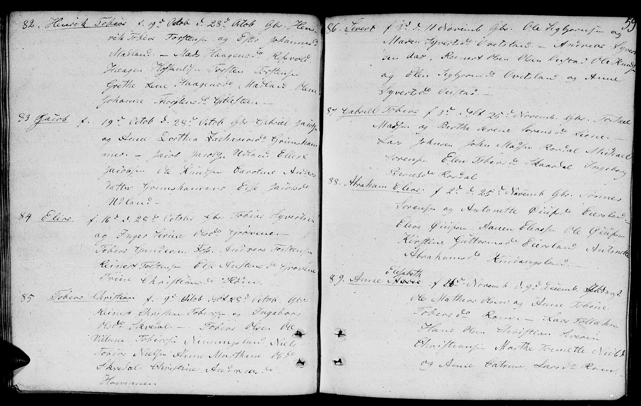 Lyngdal sokneprestkontor, AV/SAK-1111-0029/F/Fb/Fbc/L0002: Klokkerbok nr. B 2, 1849-1864, s. 59