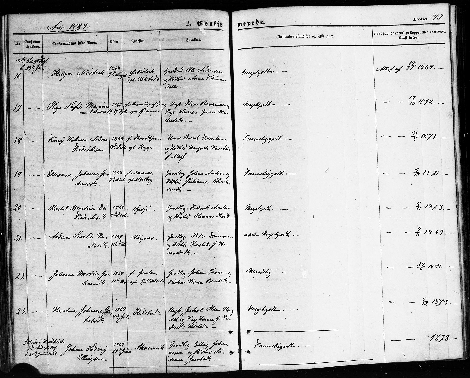 Ministerialprotokoller, klokkerbøker og fødselsregistre - Nordland, AV/SAT-A-1459/814/L0225: Ministerialbok nr. 814A06, 1875-1885, s. 140