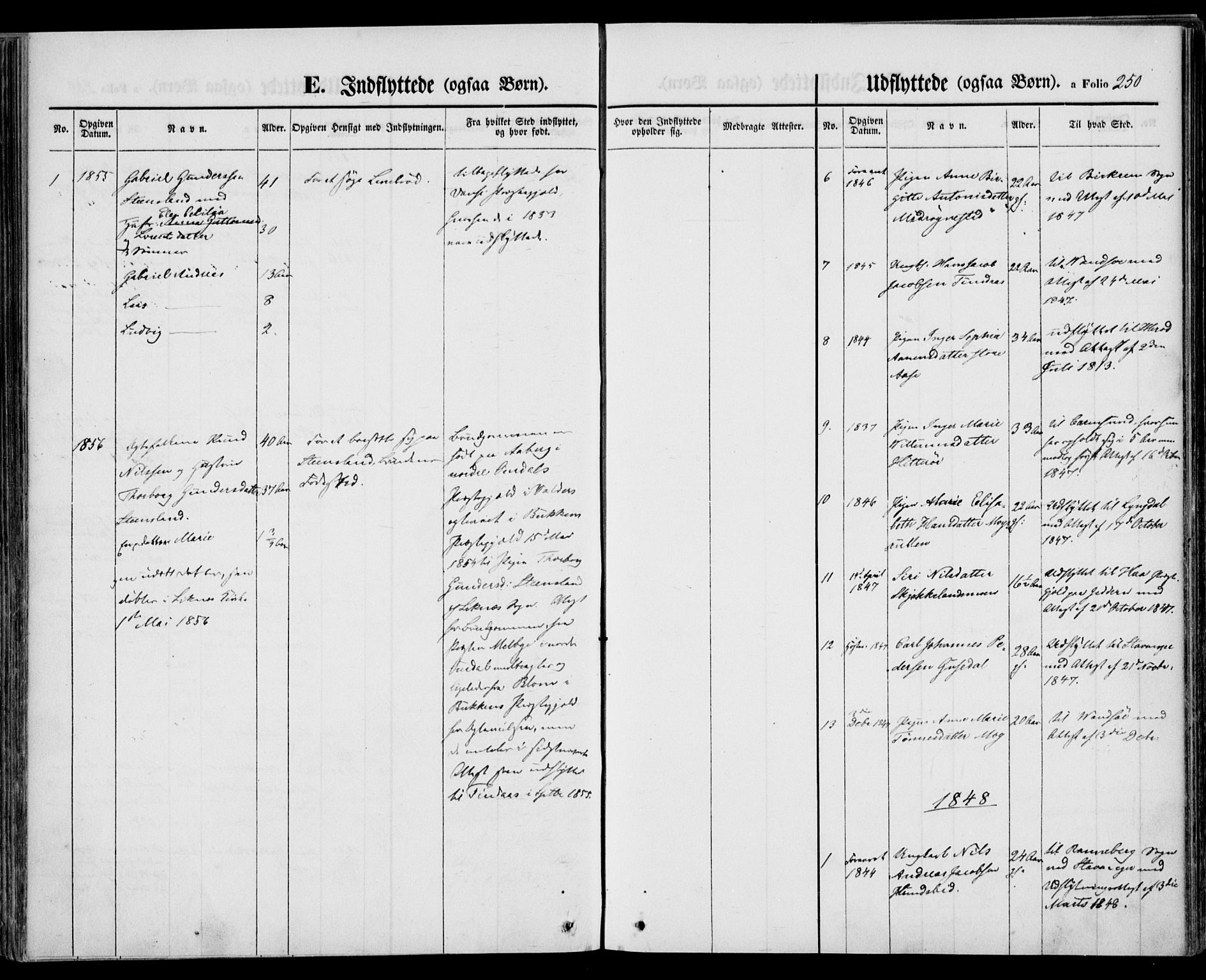 Kvinesdal sokneprestkontor, AV/SAK-1111-0026/F/Fa/Fab/L0005: Ministerialbok nr. A 5, 1844-1857, s. 250