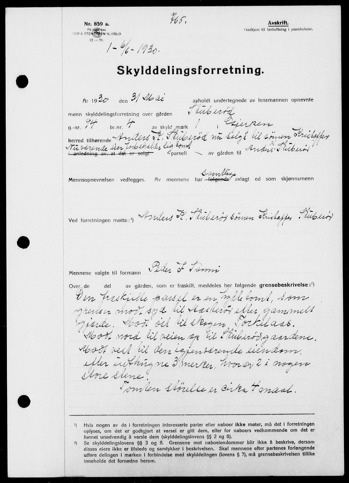 Gjerpen sorenskriveri, SAKO/A-216/G/Ga/Gaa/L0054: Pantebok nr. I 54-56, 1930-1931, s. 765, Tingl.dato: 06.06.1930