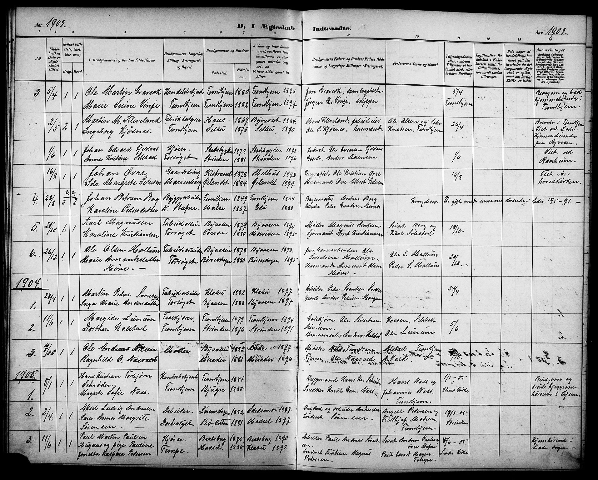 Ministerialprotokoller, klokkerbøker og fødselsregistre - Sør-Trøndelag, AV/SAT-A-1456/611/L0355: Klokkerbok nr. 611C03, 1897-1914