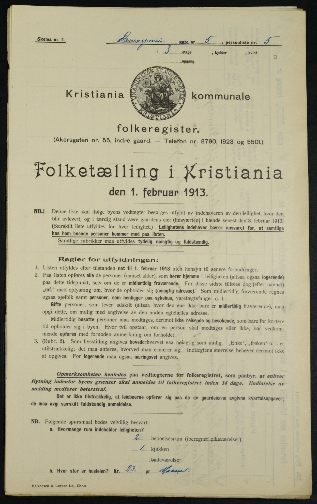 OBA, Kommunal folketelling 1.2.1913 for Kristiania, 1913, s. 15125