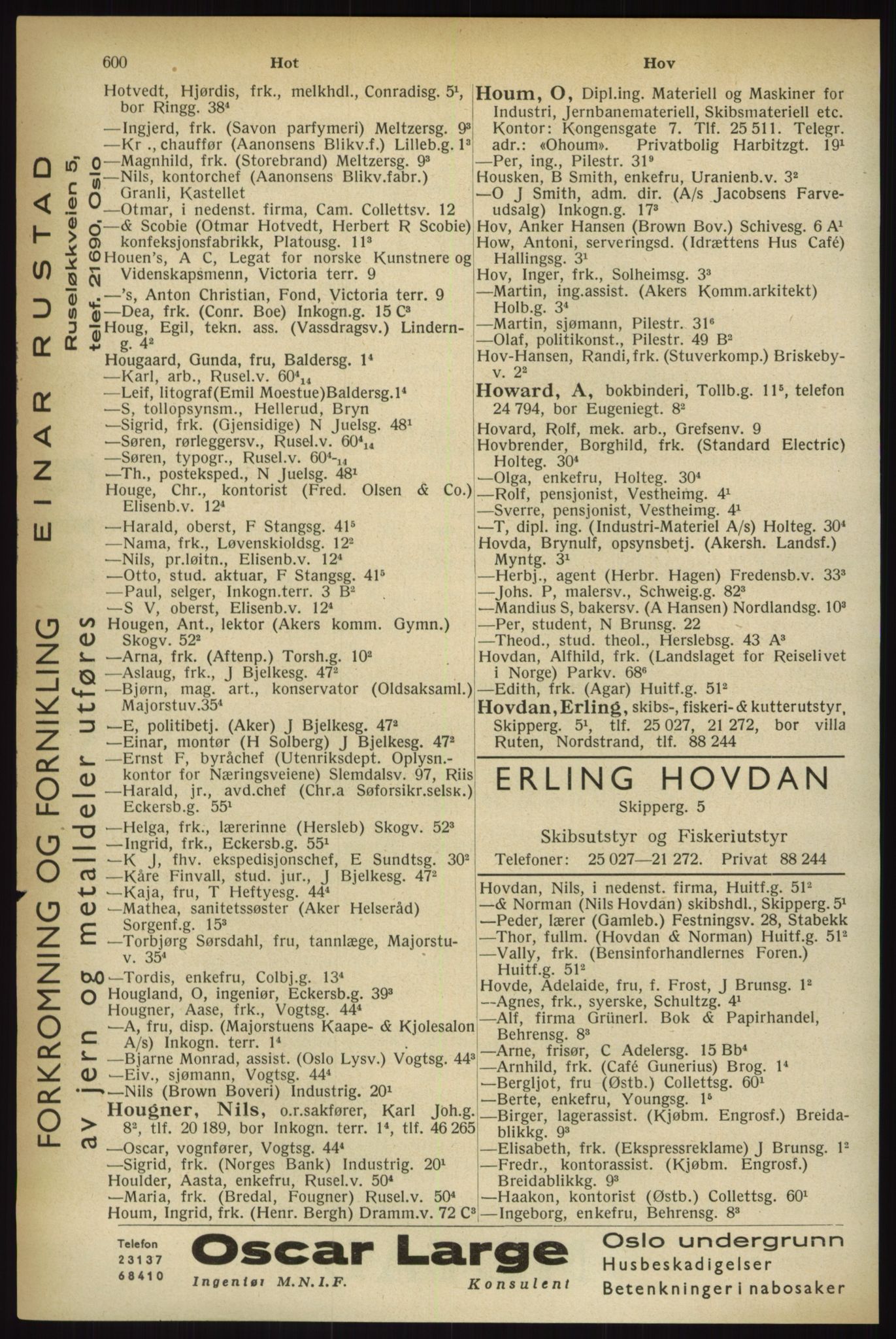 Kristiania/Oslo adressebok, PUBL/-, 1933, s. 600