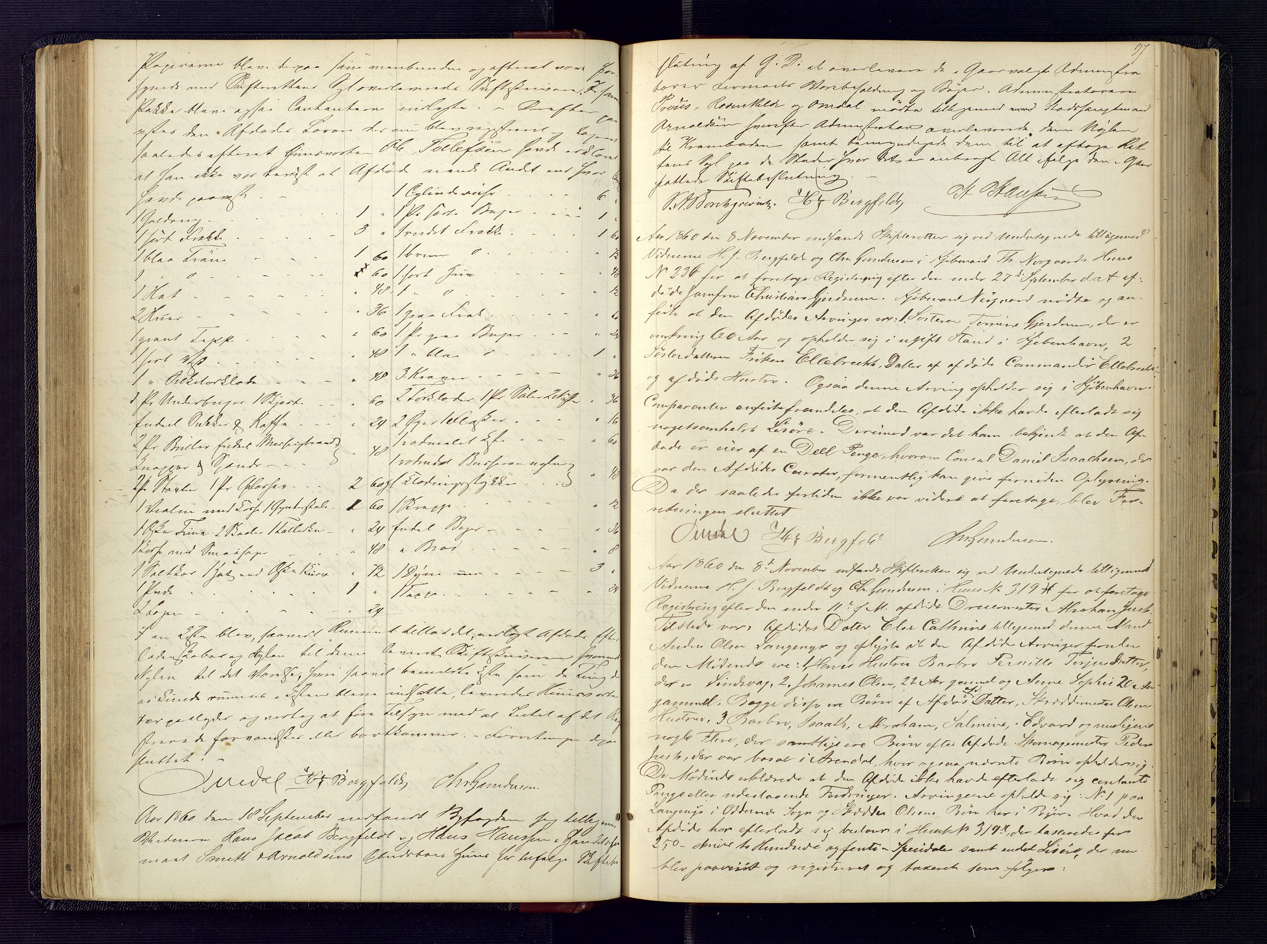 Kristiansand byrett, SAK/1223-0001/H/Hc/L0029: Skifteregistreringsprotokoll nr. 1, med register, 1858-1867, s. 97