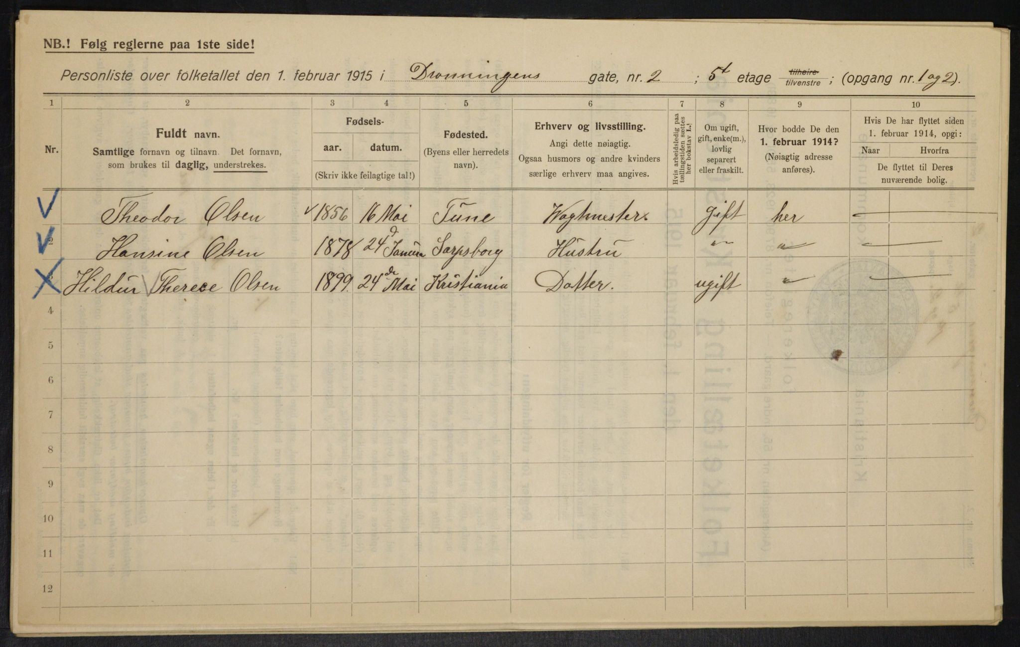 OBA, Kommunal folketelling 1.2.1915 for Kristiania, 1915, s. 17214