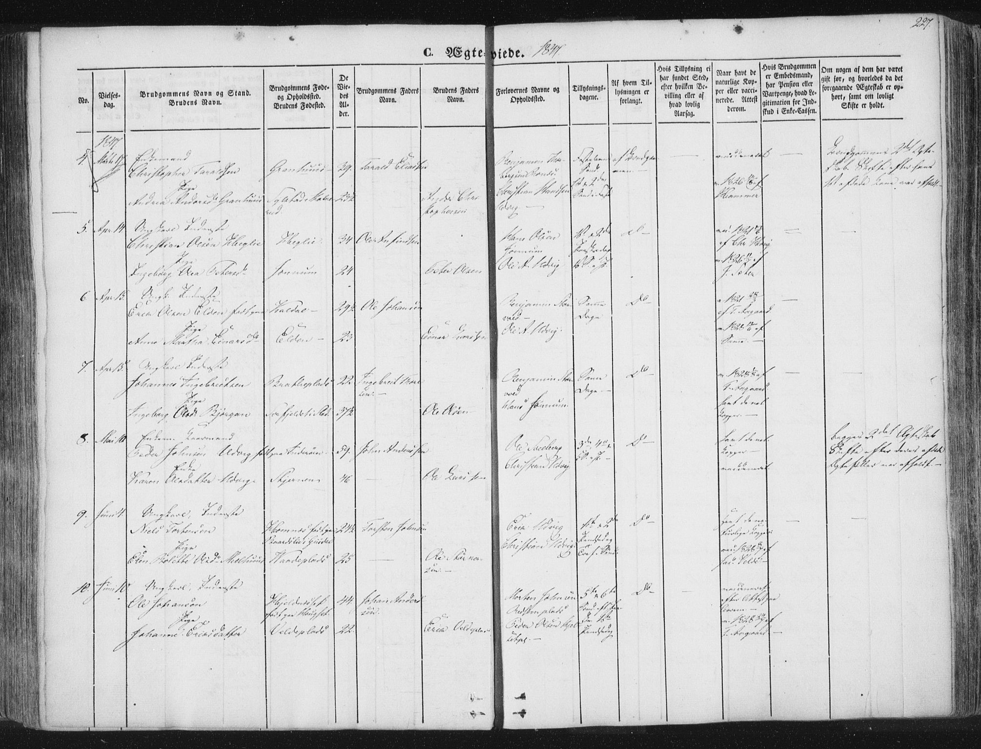 Ministerialprotokoller, klokkerbøker og fødselsregistre - Nord-Trøndelag, AV/SAT-A-1458/741/L0392: Ministerialbok nr. 741A06, 1836-1848, s. 227