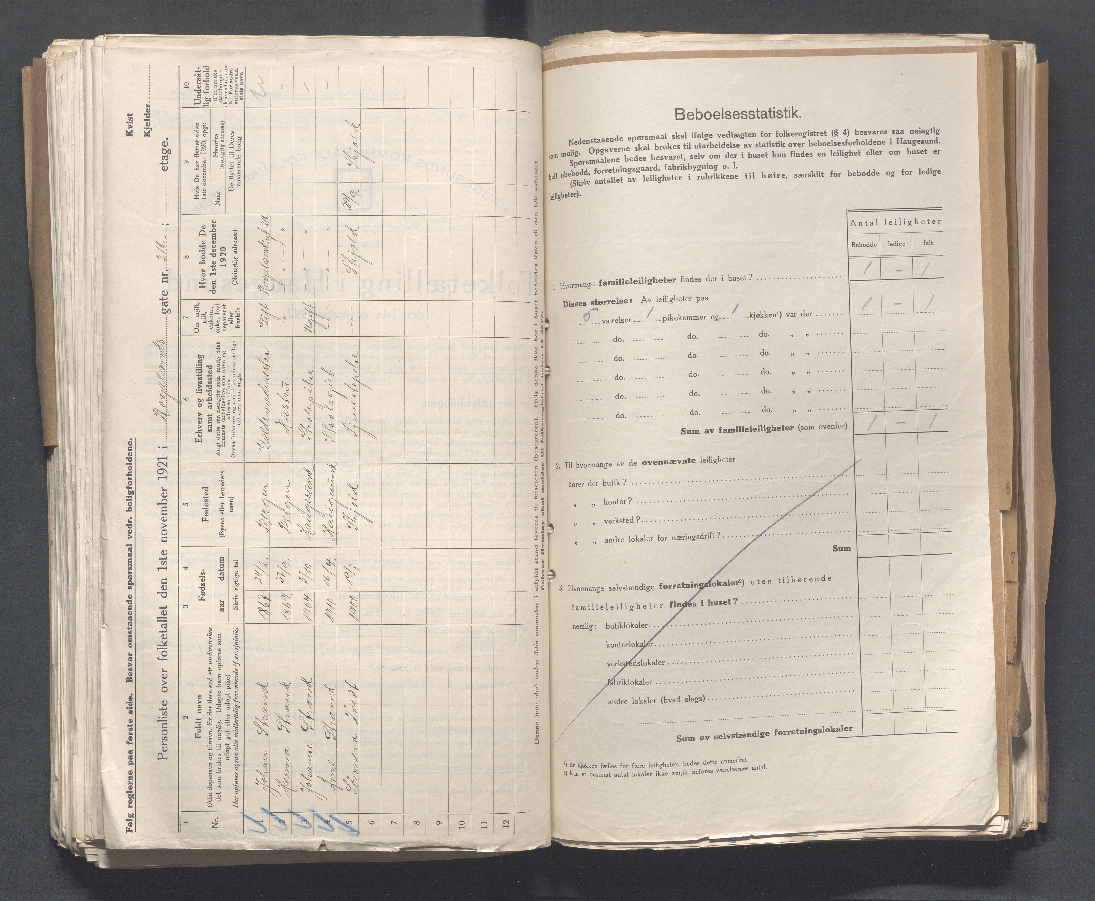 IKAR, Kommunal folketelling 1.11.1921 for Haugesund, 1921, s. 3410