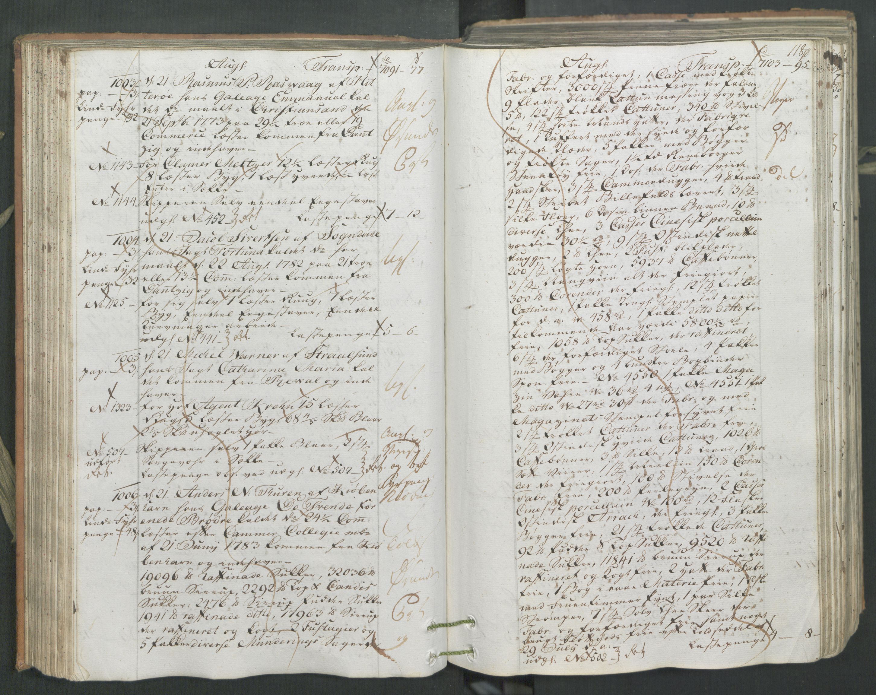 Generaltollkammeret, tollregnskaper, AV/RA-EA-5490/R26/L0222/0001: Tollregnskaper Bergen A / Inngående hovedtollbok, 1786, s. 117b-118a