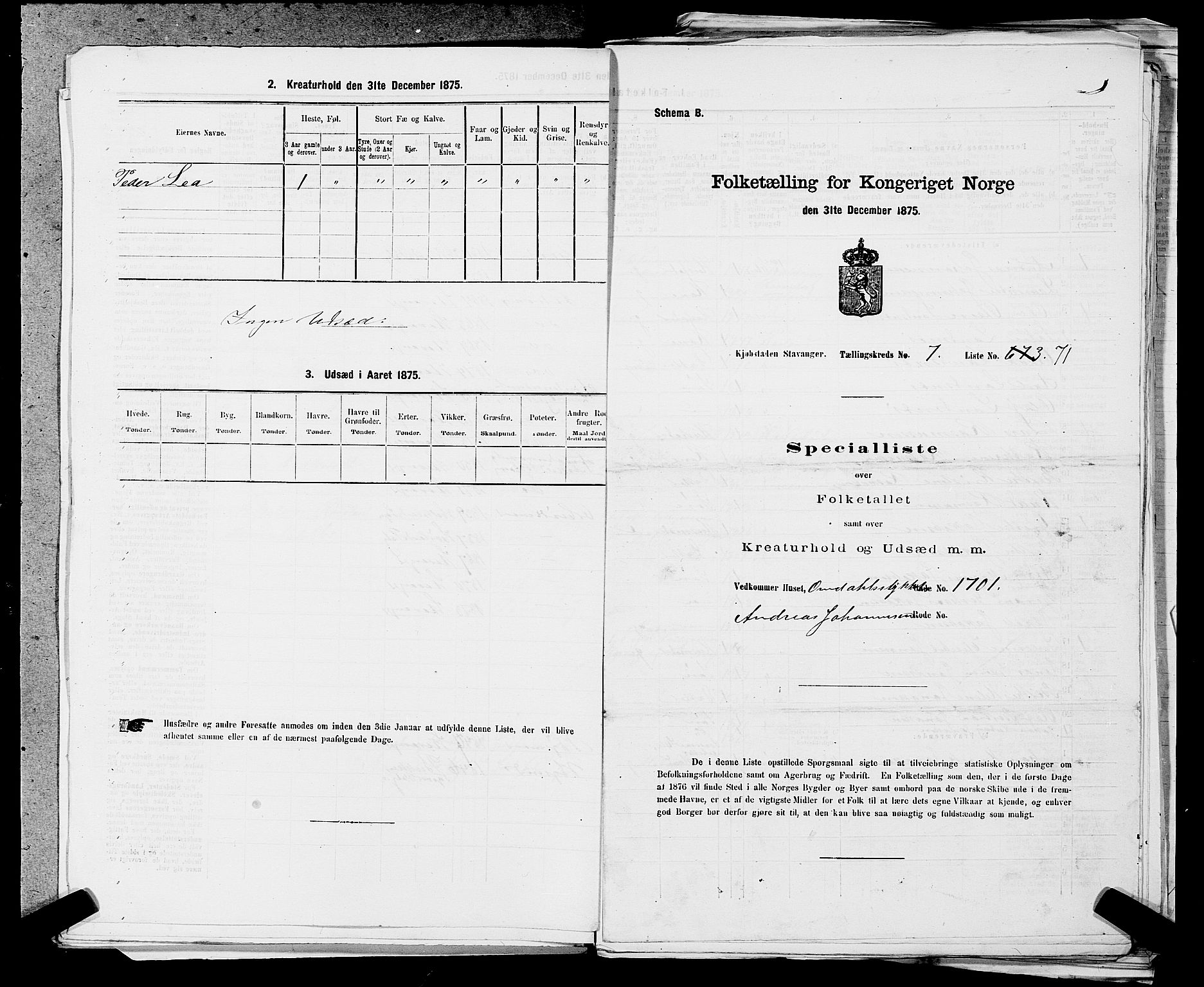 SAST, Folketelling 1875 for 1103 Stavanger kjøpstad, 1875, s. 1314