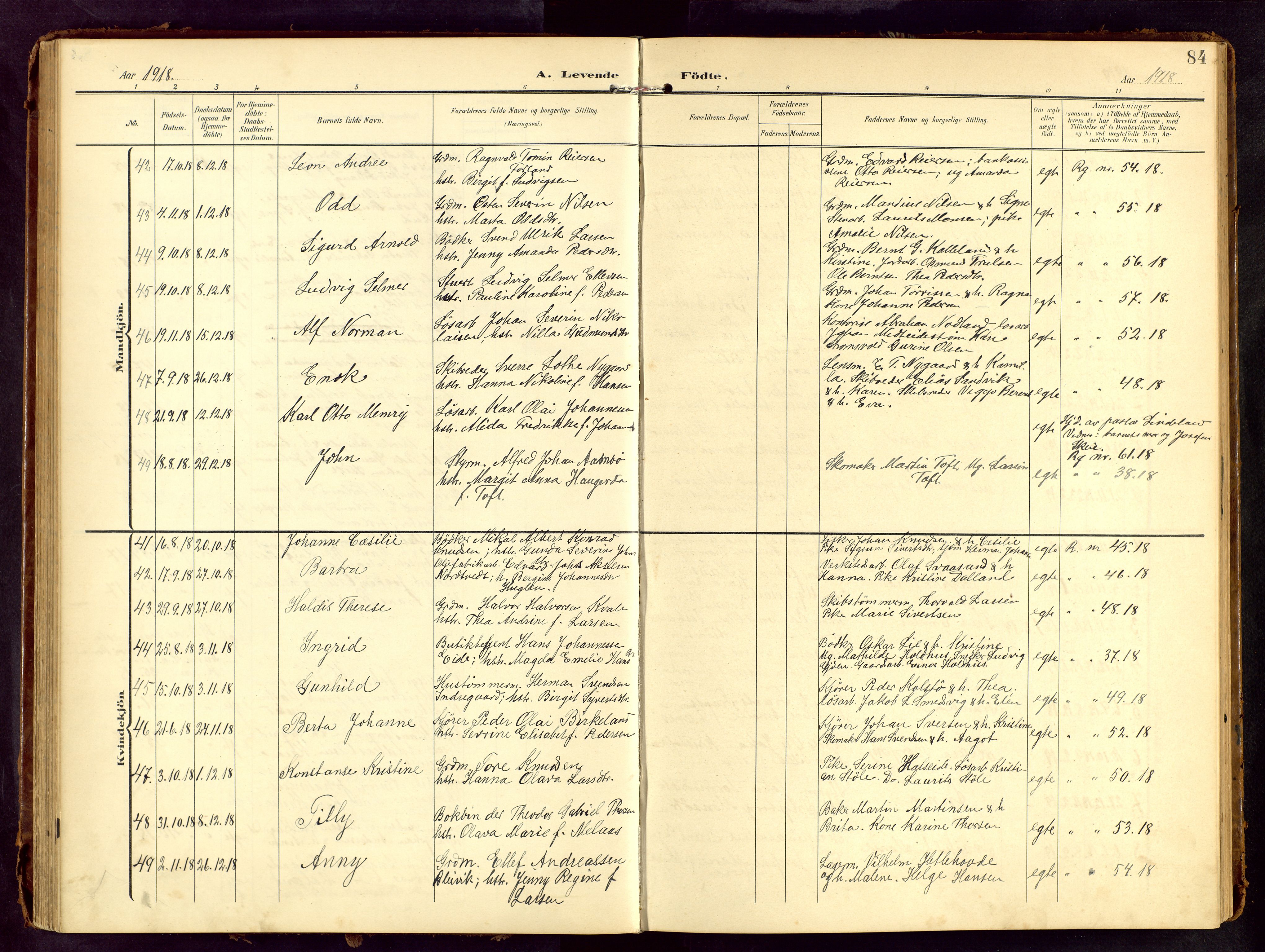 Haugesund sokneprestkontor, AV/SAST-A -101863/H/Ha/Hab/L0006: Klokkerbok nr. B 6, 1906-1944, s. 84