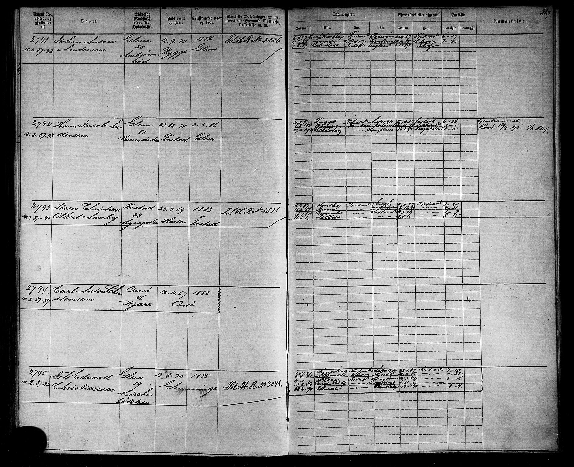 Fredrikstad mønstringskontor, AV/SAO-A-10569b/F/Fc/Fca/L0004: Annotasjonsrulle, 1885-1893, s. 276