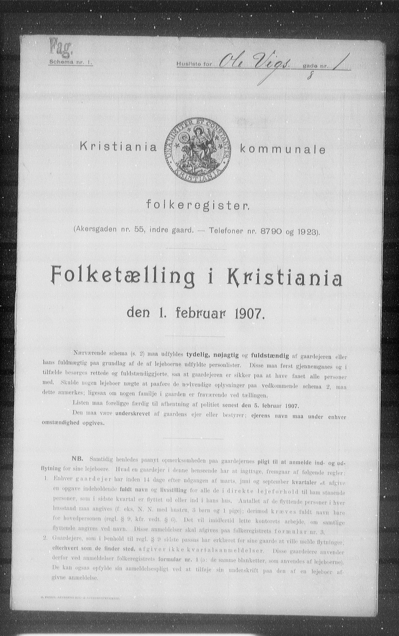 OBA, Kommunal folketelling 1.2.1907 for Kristiania kjøpstad, 1907, s. 38633