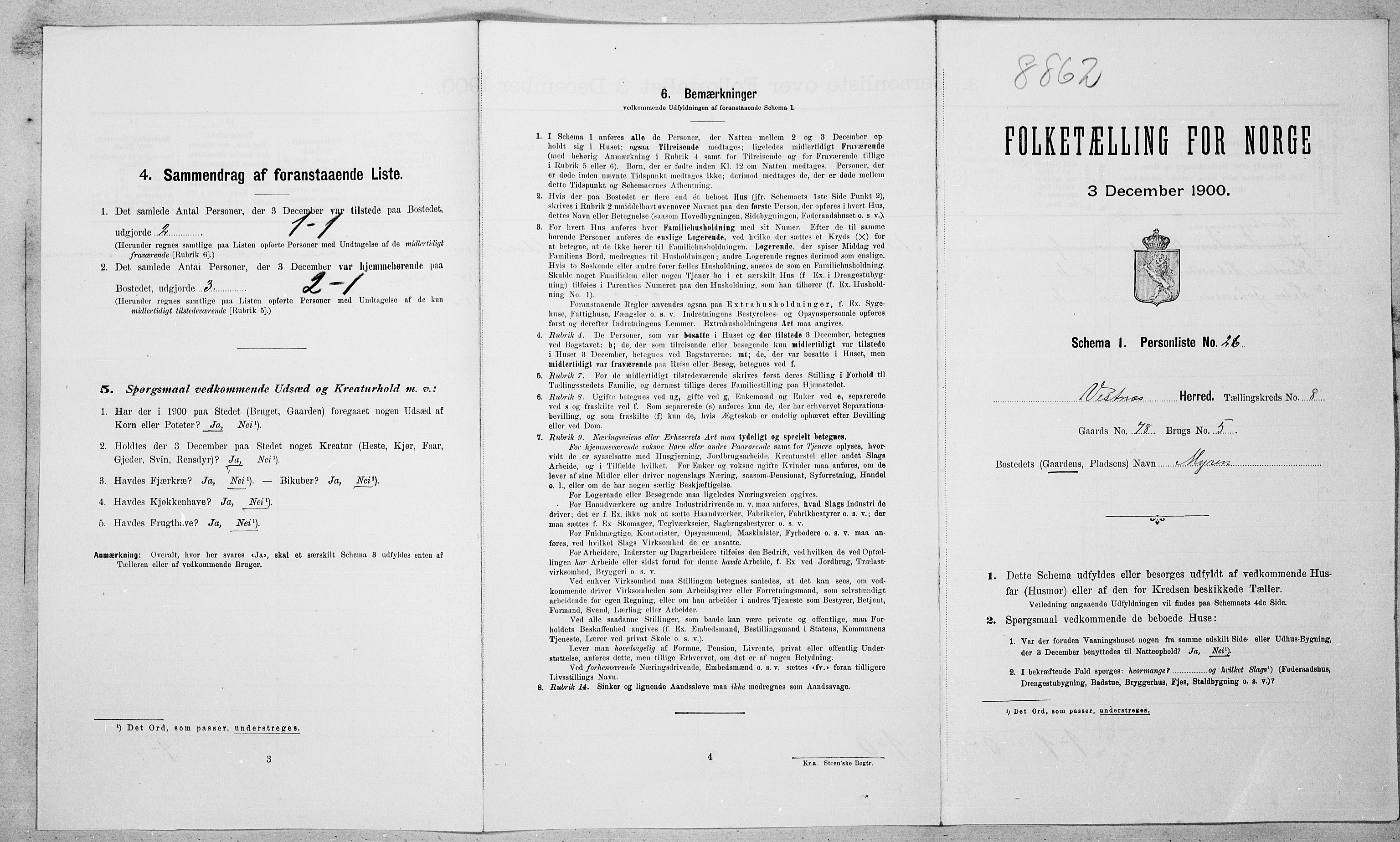 SAT, Folketelling 1900 for 1535 Vestnes herred, 1900, s. 836