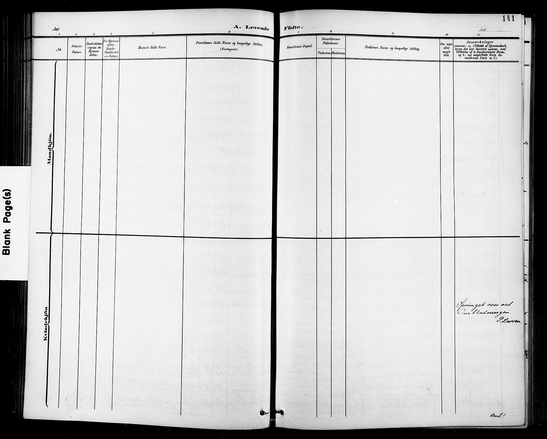 Halden prestekontor Kirkebøker, AV/SAO-A-10909/G/Ga/L0010: Klokkerbok nr. 10, 1900-1923, s. 141