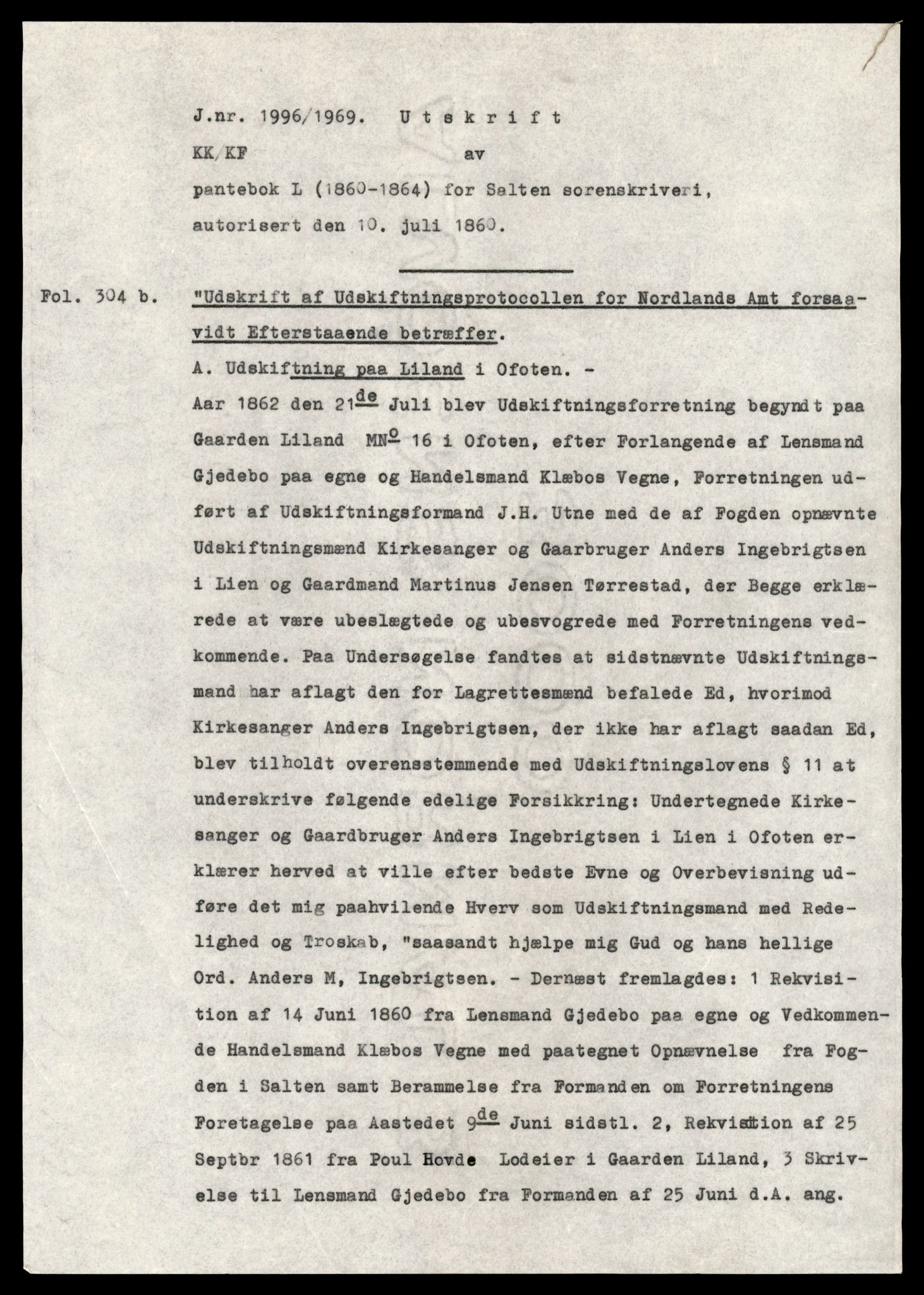 Statsarkivet i Trondheim, AV/SAT-A-4183/J/Jq/L0018: Pantebok L, 301 - , 1864