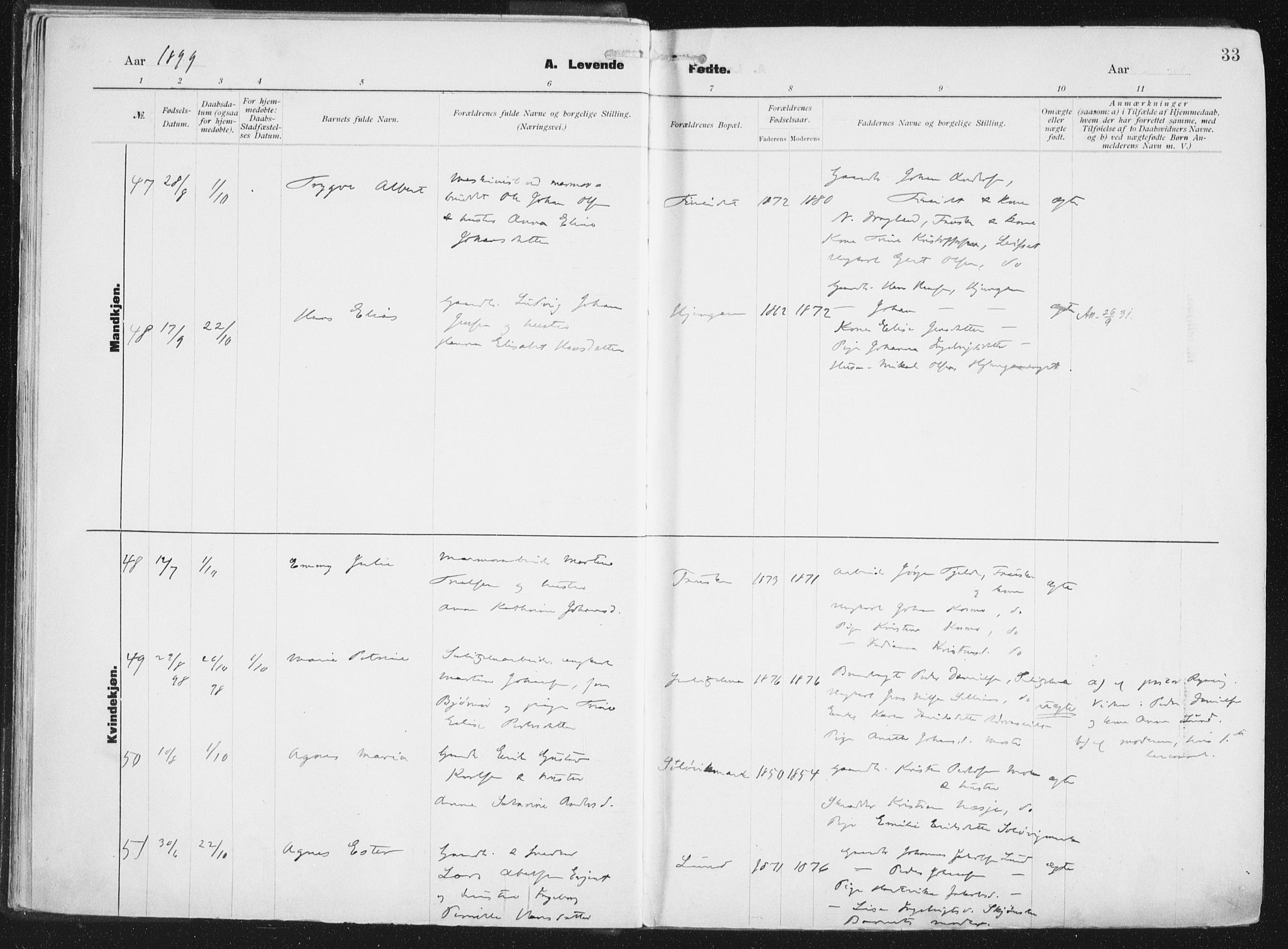 Ministerialprotokoller, klokkerbøker og fødselsregistre - Nordland, AV/SAT-A-1459/849/L0696: Ministerialbok nr. 849A08, 1898-1910, s. 33