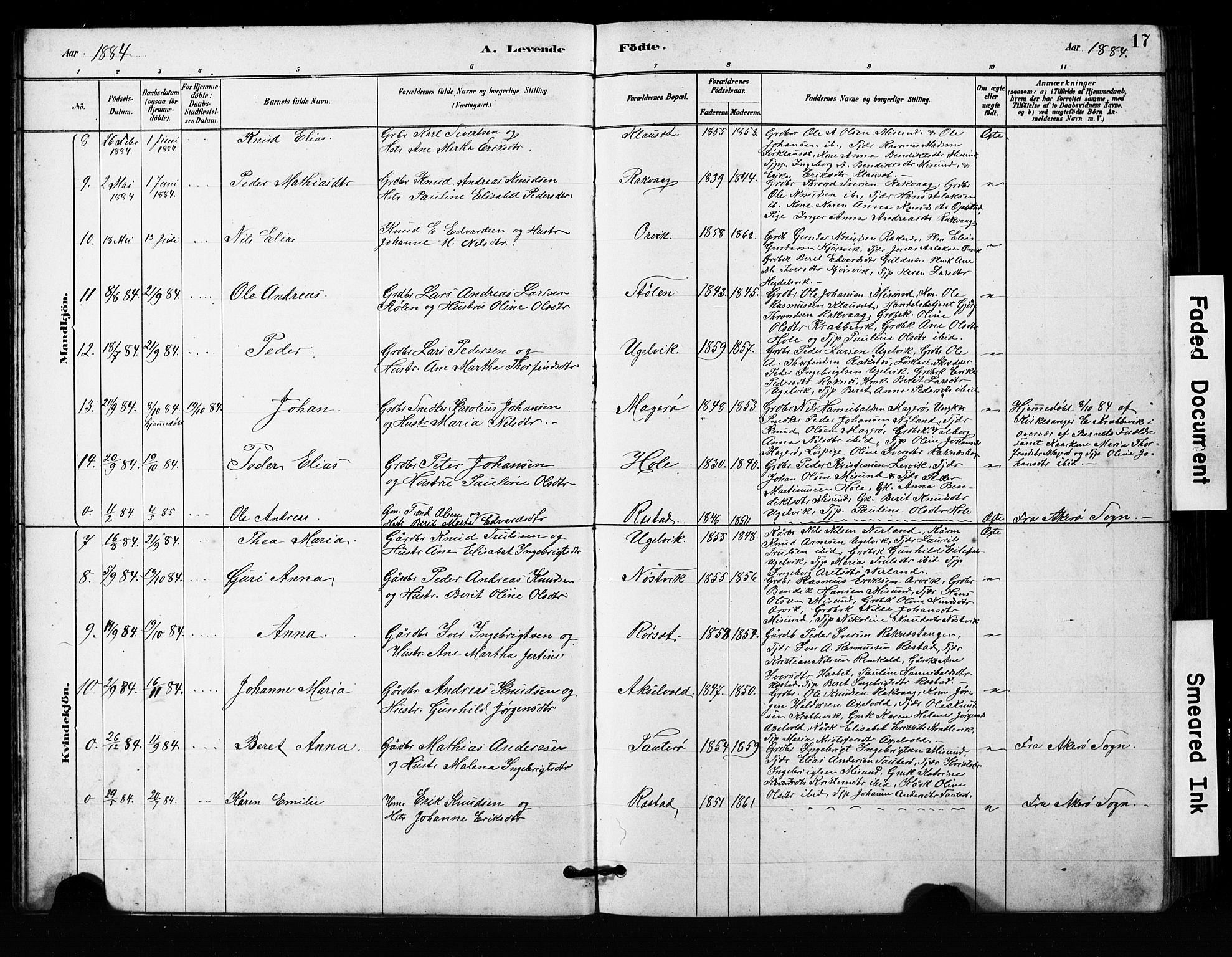 Ministerialprotokoller, klokkerbøker og fødselsregistre - Møre og Romsdal, SAT/A-1454/563/L0737: Klokkerbok nr. 563C01, 1878-1916, s. 17