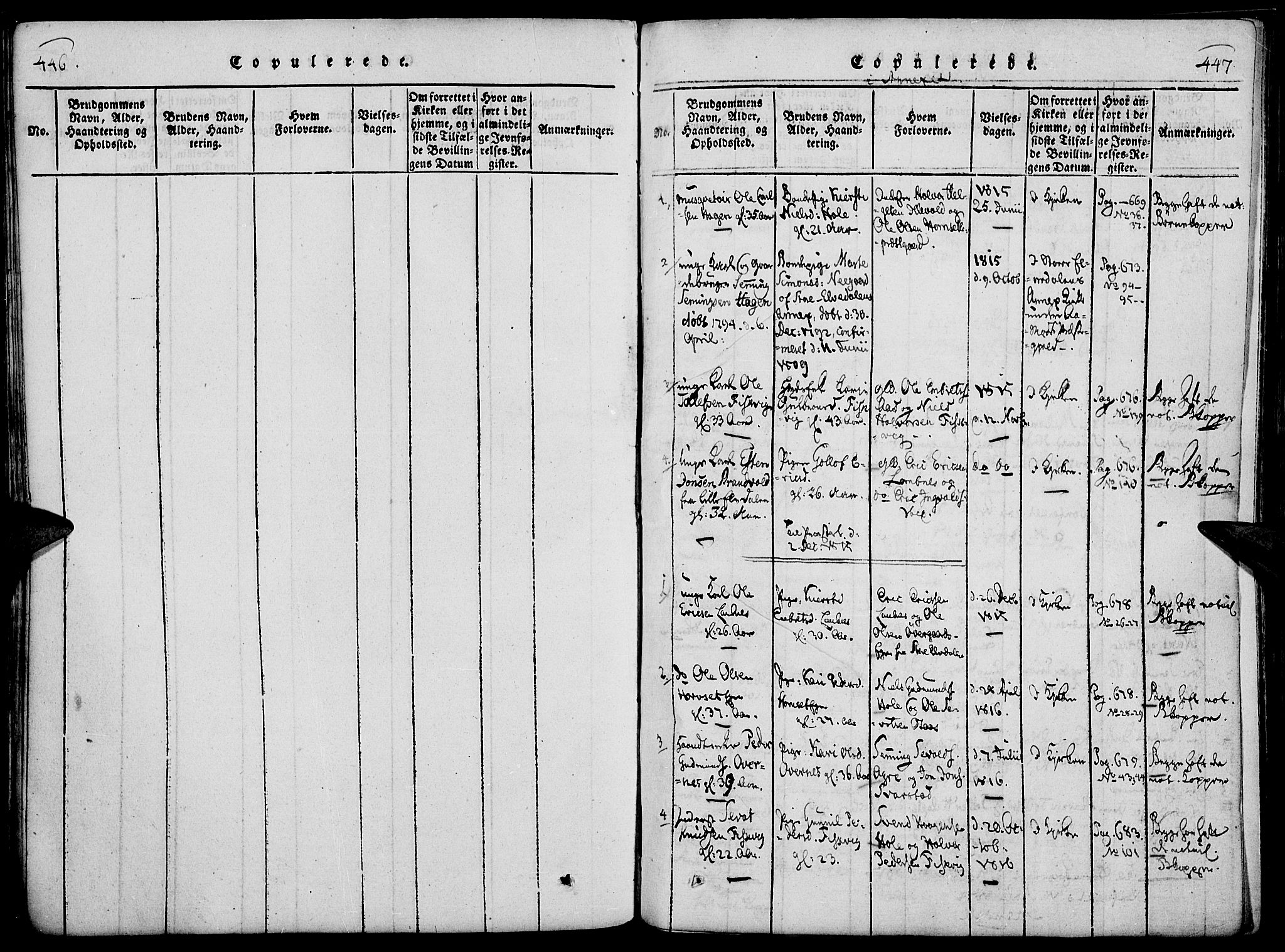 Rendalen prestekontor, SAH/PREST-054/H/Ha/Haa/L0003: Ministerialbok nr. 3, 1815-1829, s. 446-447