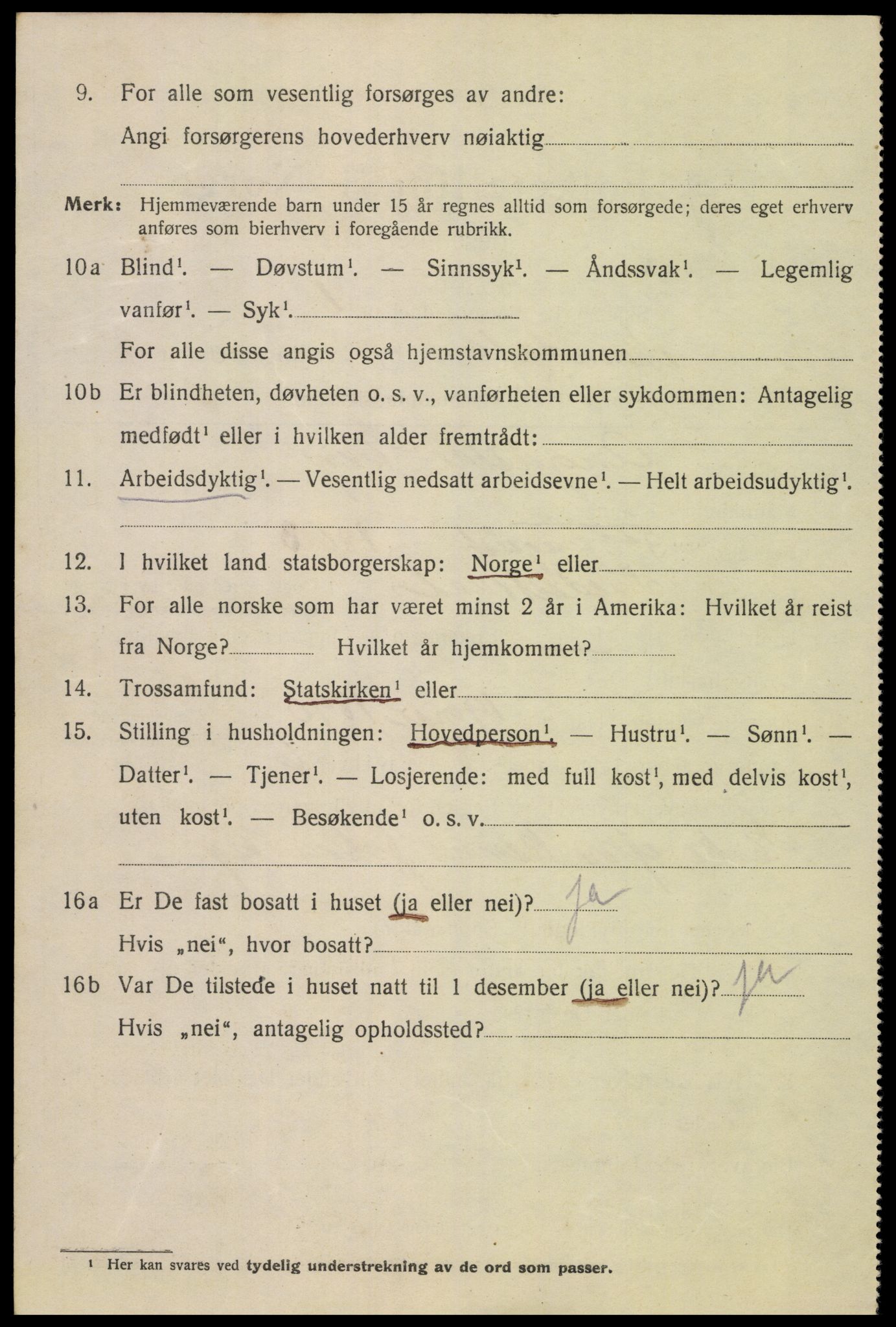 SAK, Folketelling 1920 for 1002 Mandal ladested, 1920, s. 6888