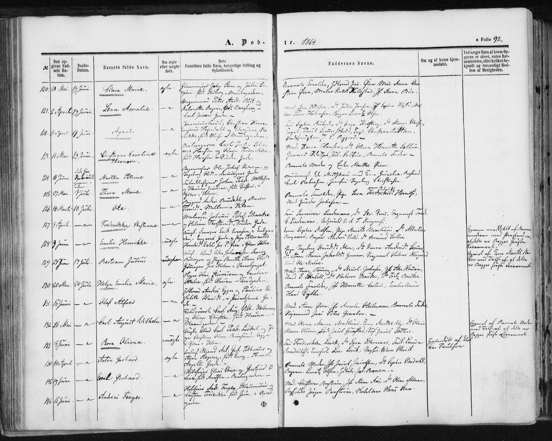 Ministerialprotokoller, klokkerbøker og fødselsregistre - Sør-Trøndelag, SAT/A-1456/602/L0115: Ministerialbok nr. 602A13, 1860-1872, s. 92