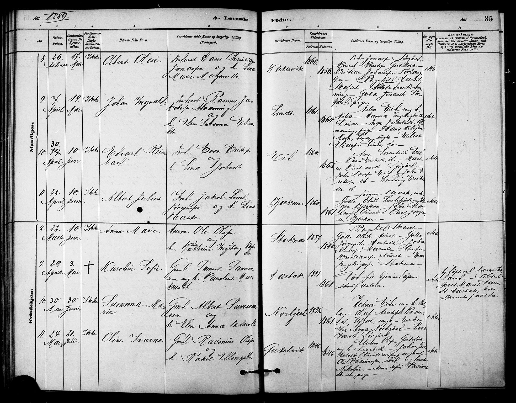 Ministerialprotokoller, klokkerbøker og fødselsregistre - Sør-Trøndelag, SAT/A-1456/656/L0692: Ministerialbok nr. 656A01, 1879-1893, s. 35