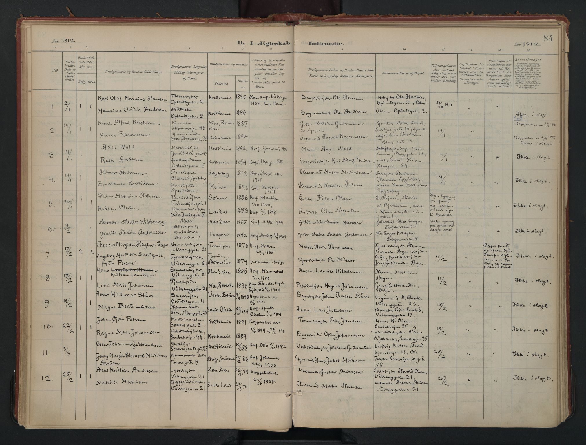 Vålerengen prestekontor Kirkebøker, AV/SAO-A-10878/F/Fa/L0002: Ministerialbok nr. 2, 1899-1924, s. 84