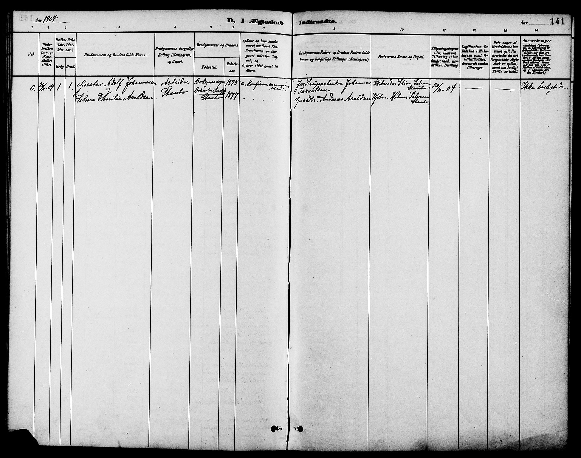 Dypvåg sokneprestkontor, SAK/1111-0007/F/Fb/Fbb/L0004: Klokkerbok nr. B 4, 1887-1905, s. 141