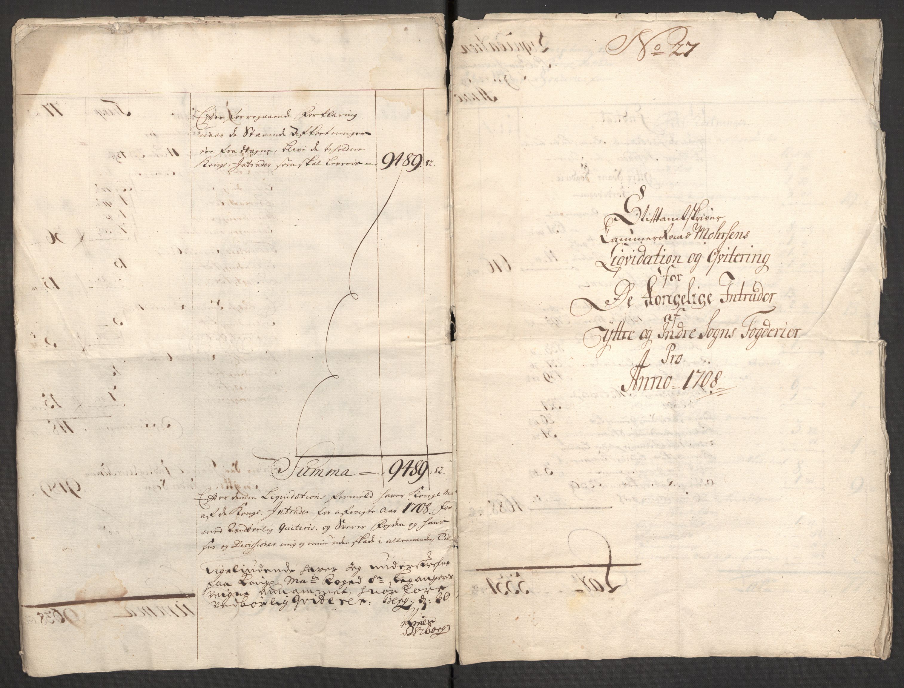 Rentekammeret inntil 1814, Reviderte regnskaper, Fogderegnskap, AV/RA-EA-4092/R52/L3315: Fogderegnskap Sogn, 1708, s. 15