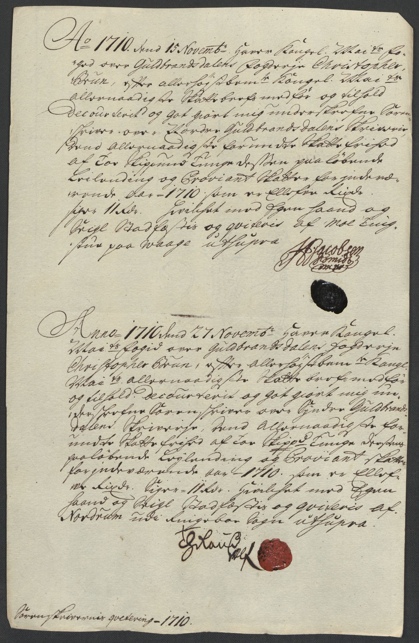 Rentekammeret inntil 1814, Reviderte regnskaper, Fogderegnskap, AV/RA-EA-4092/R17/L1179: Fogderegnskap Gudbrandsdal, 1708-1710, s. 365