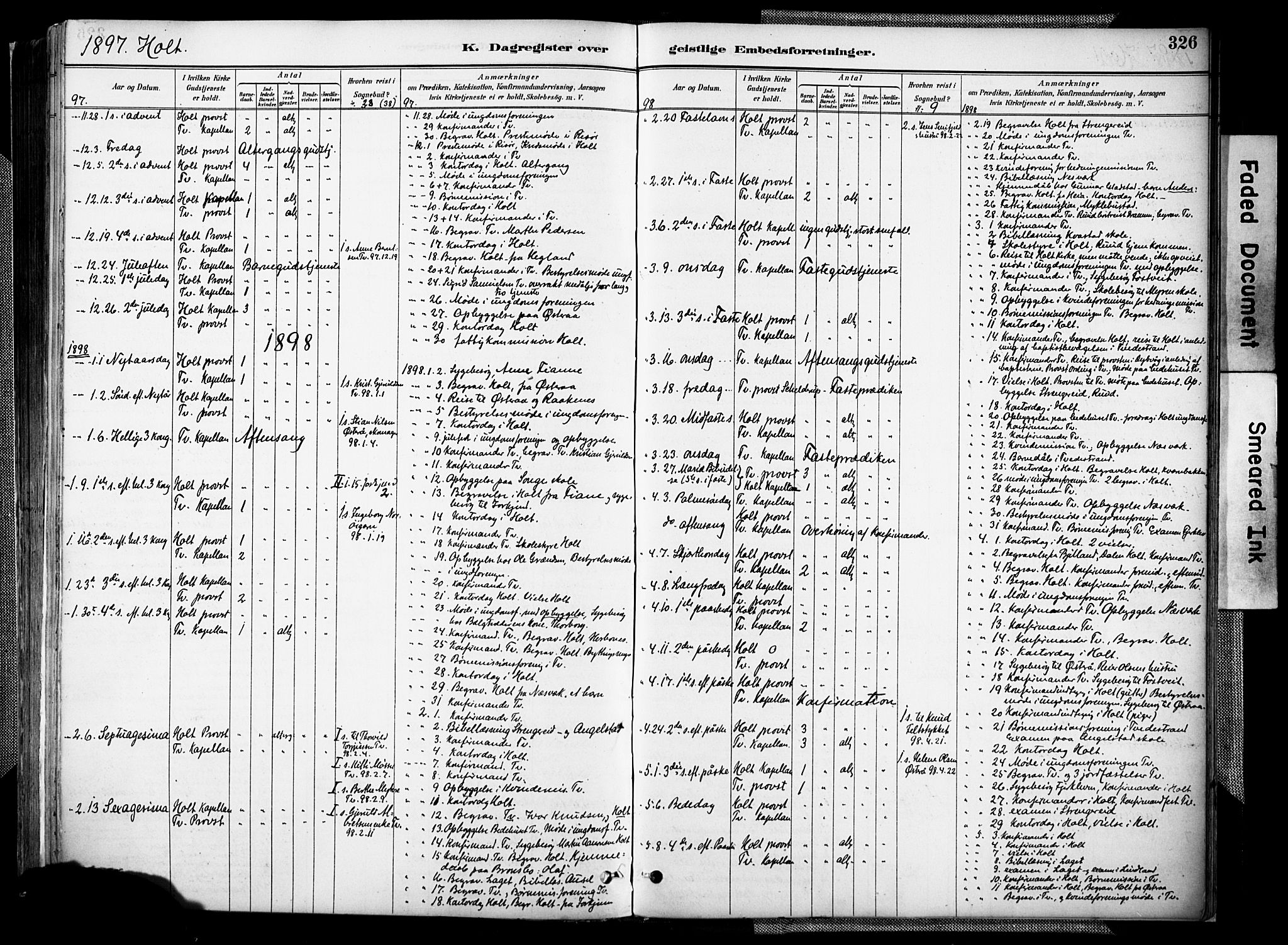 Holt sokneprestkontor, AV/SAK-1111-0021/F/Fa/L0012: Ministerialbok nr. A 12, 1885-1907, s. 326