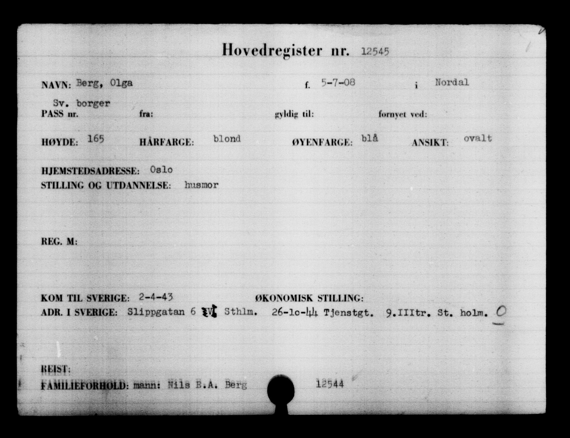 Den Kgl. Norske Legasjons Flyktningskontor, AV/RA-S-6753/V/Va/L0006: Kjesäterkartoteket.  Flyktningenr. 9400-12711, 1940-1945, s. 3579