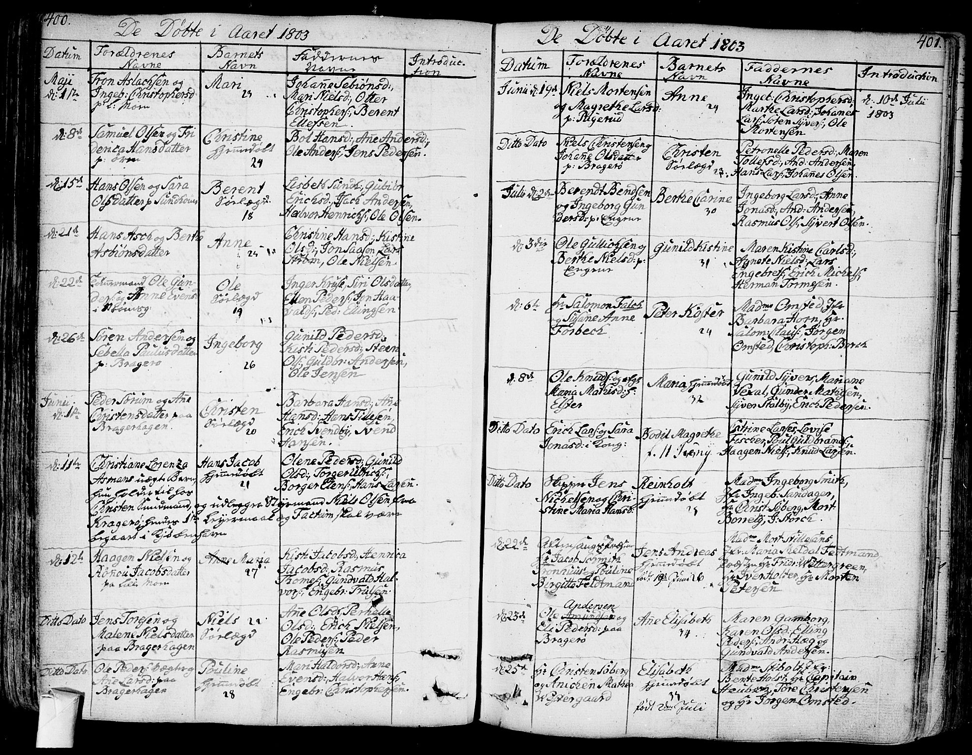 Bragernes kirkebøker, SAKO/A-6/F/Fa/L0006a: Ministerialbok nr. I 6, 1782-1814, s. 400-401