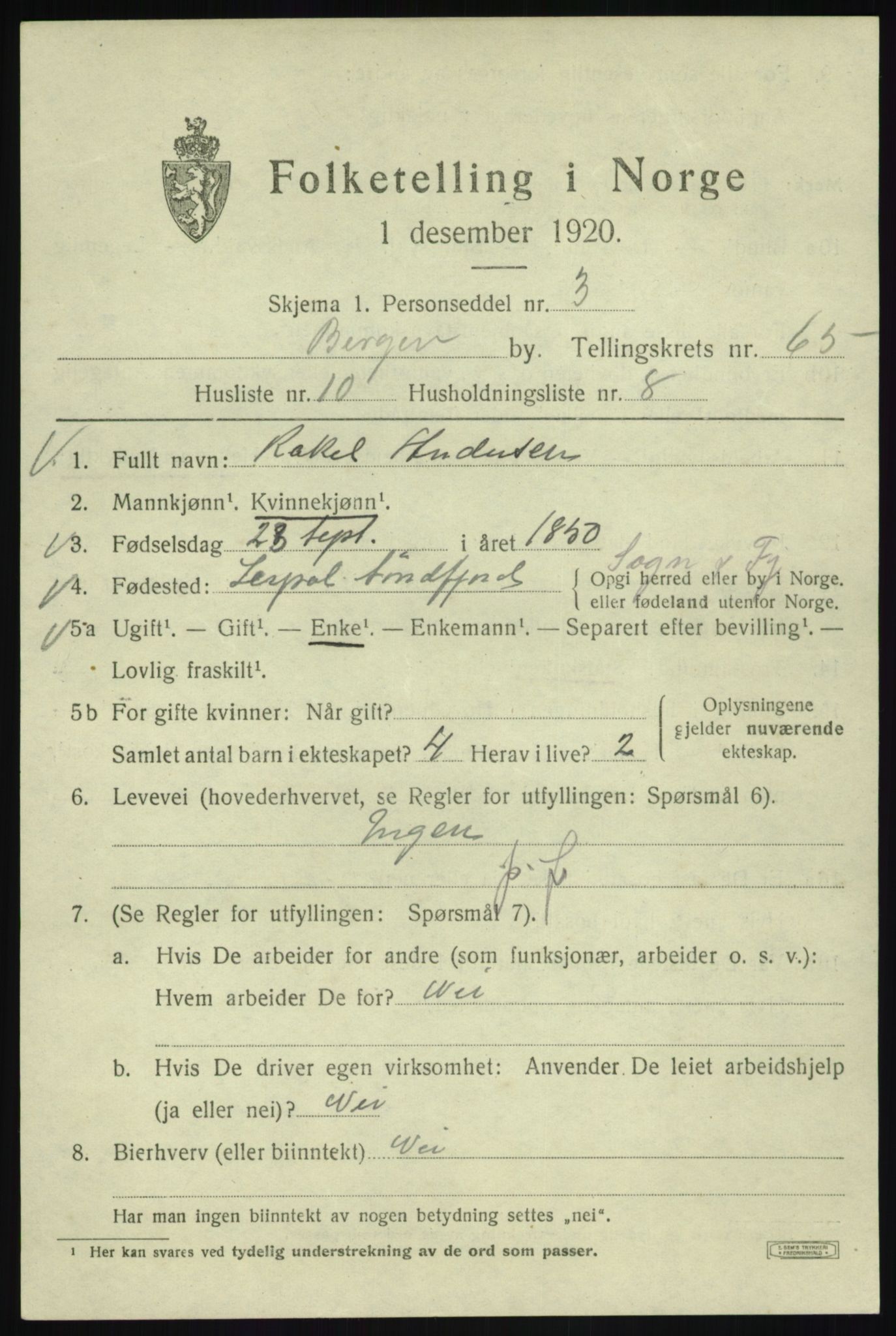 SAB, Folketelling 1920 for 1301 Bergen kjøpstad, 1920, s. 133514