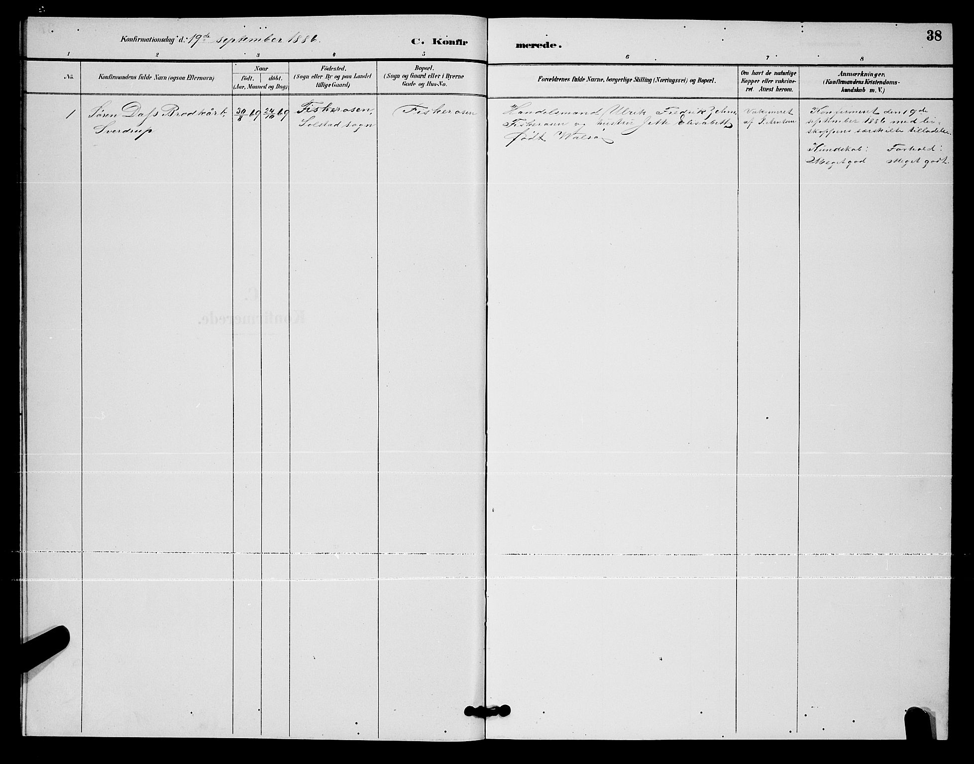 Ministerialprotokoller, klokkerbøker og fødselsregistre - Nordland, SAT/A-1459/811/L0169: Klokkerbok nr. 811C01, 1884-1894, s. 38