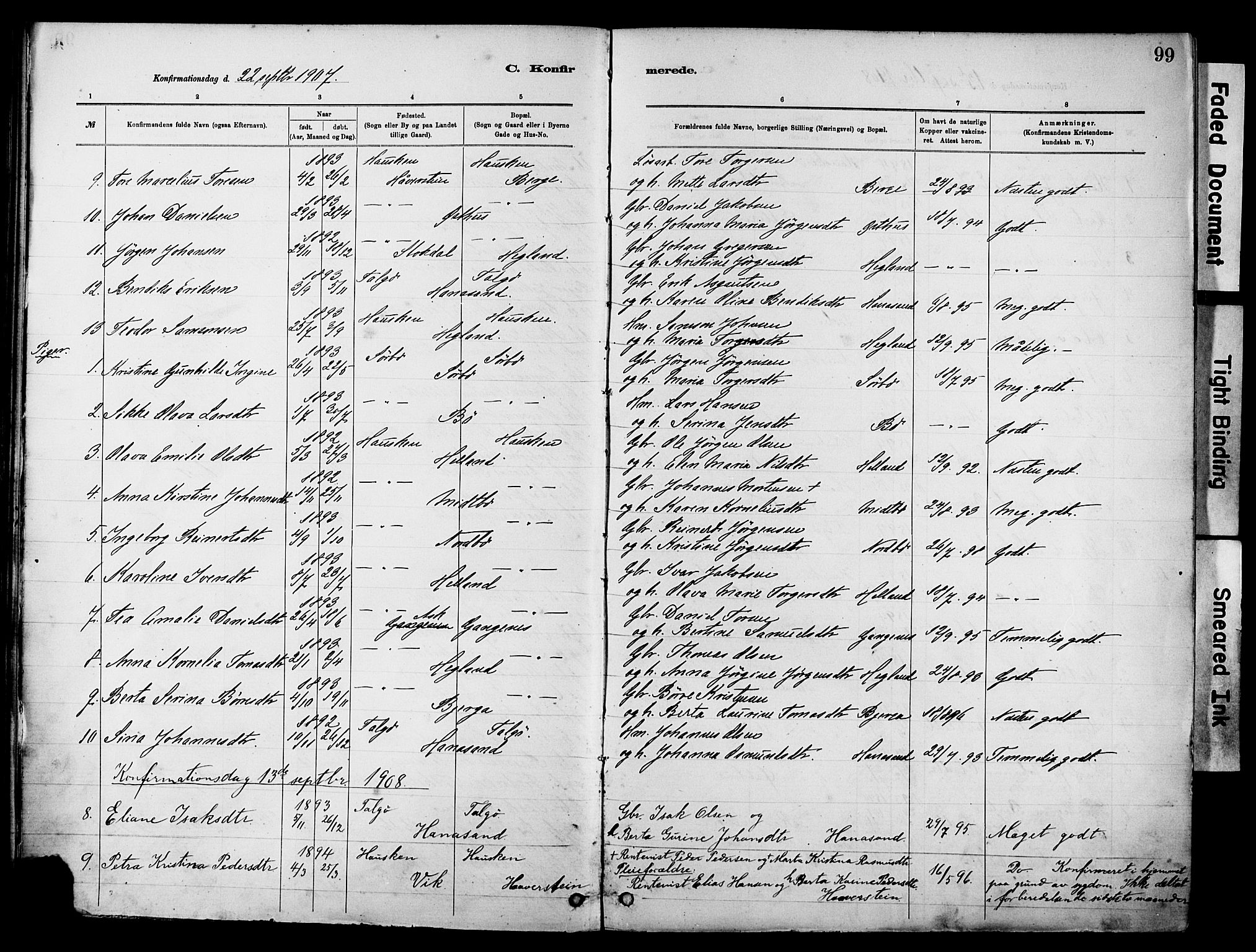 Rennesøy sokneprestkontor, AV/SAST-A -101827/H/Ha/Haa/L0012: Ministerialbok nr. A 13, 1885-1917, s. 99