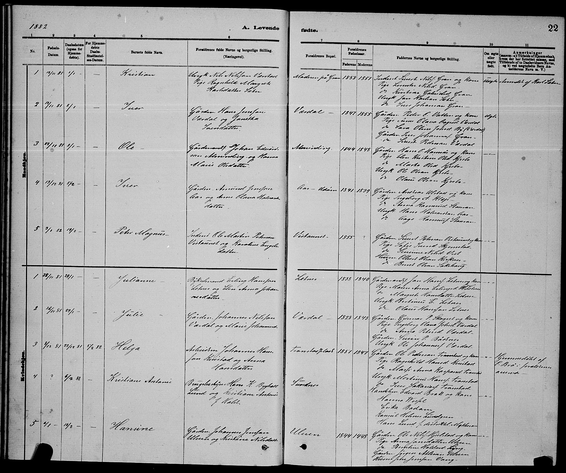 Ministerialprotokoller, klokkerbøker og fødselsregistre - Nord-Trøndelag, SAT/A-1458/730/L0301: Klokkerbok nr. 730C04, 1880-1897, s. 22