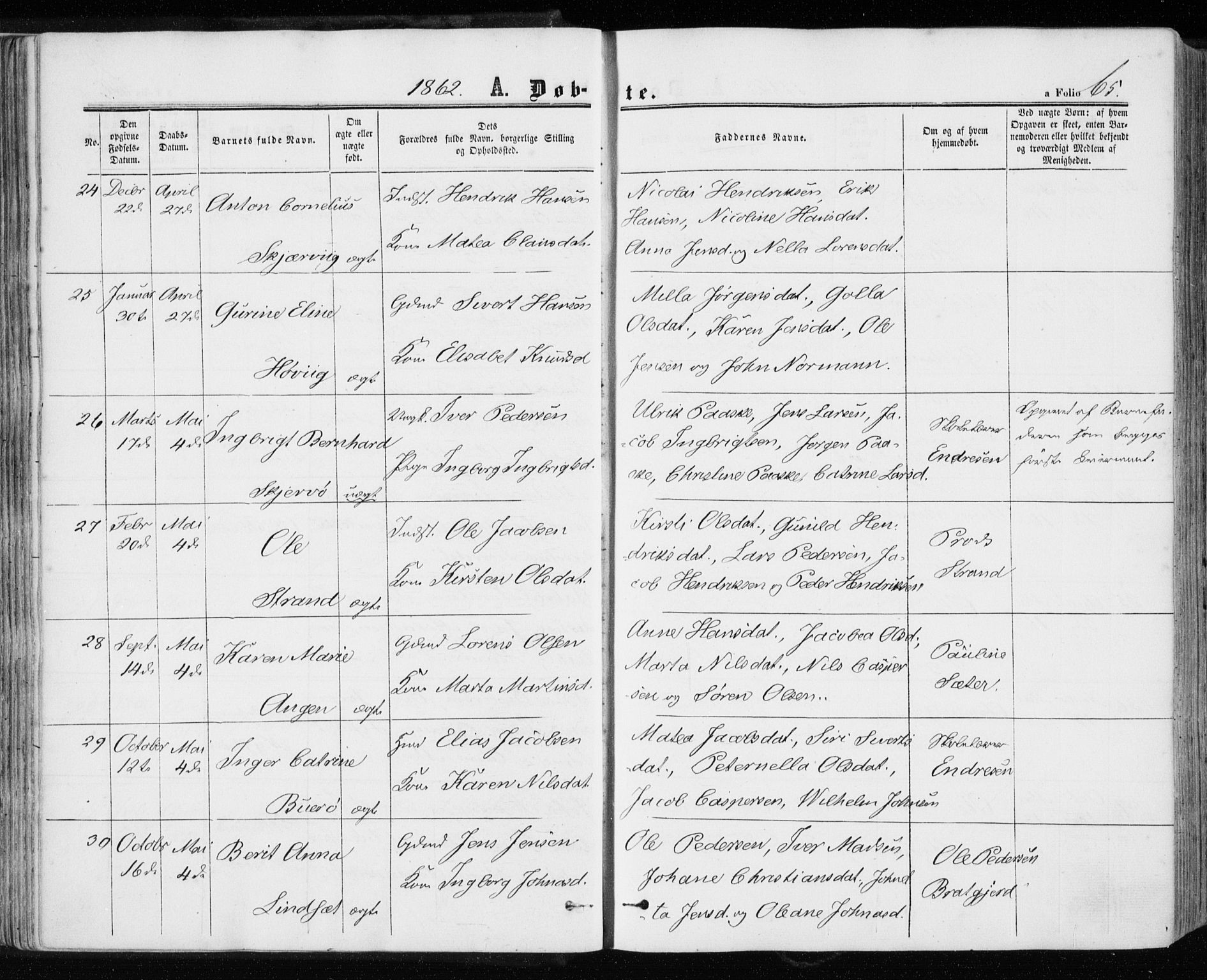 Ministerialprotokoller, klokkerbøker og fødselsregistre - Sør-Trøndelag, SAT/A-1456/657/L0705: Ministerialbok nr. 657A06, 1858-1867, s. 65