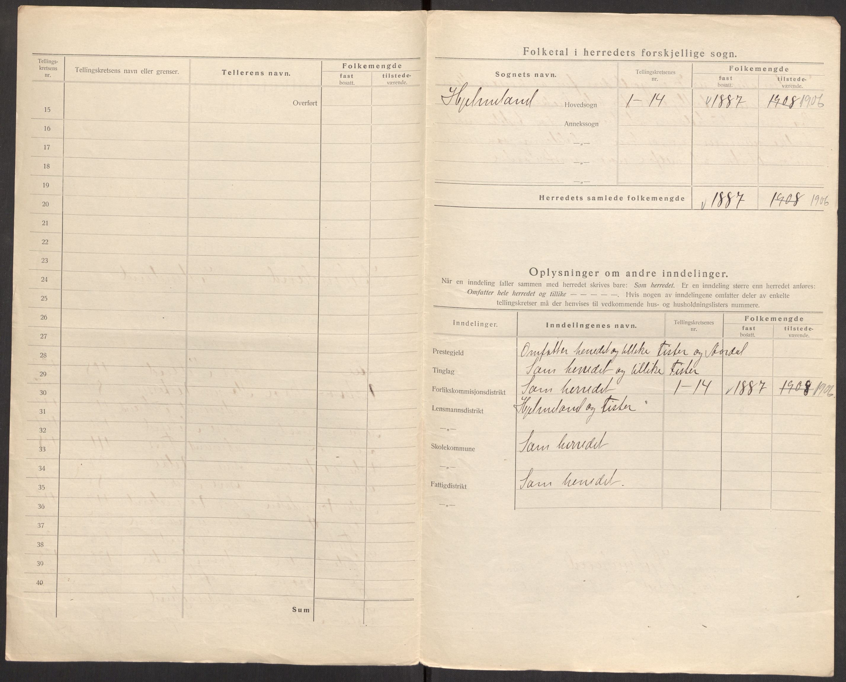 SAST, Folketelling 1920 for 1133 Hjelmeland herred, 1920, s. 12