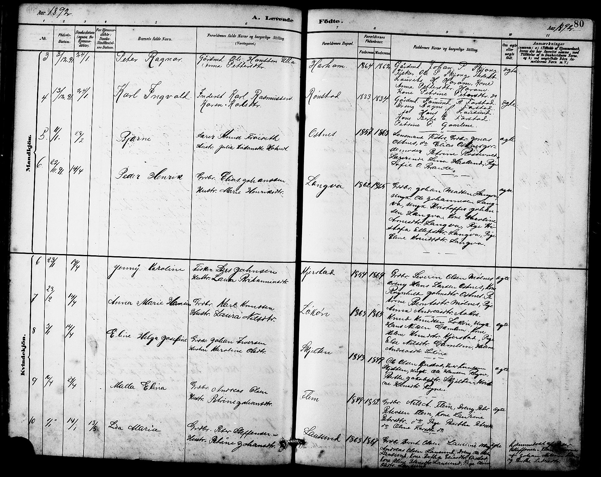 Ministerialprotokoller, klokkerbøker og fødselsregistre - Møre og Romsdal, AV/SAT-A-1454/536/L0510: Klokkerbok nr. 536C05, 1881-1898, s. 80