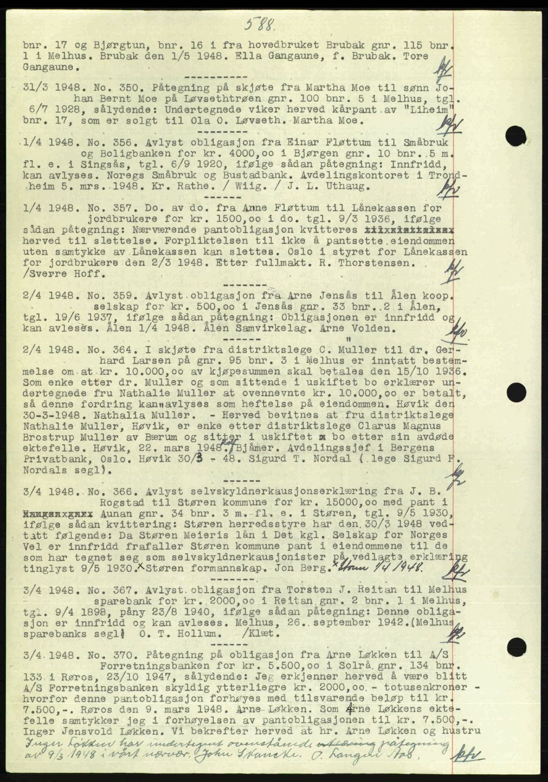 Gauldal sorenskriveri, SAT/A-0014/1/2/2C: Pantebok nr. A5, 1947-1948, Dagboknr: 350/1948