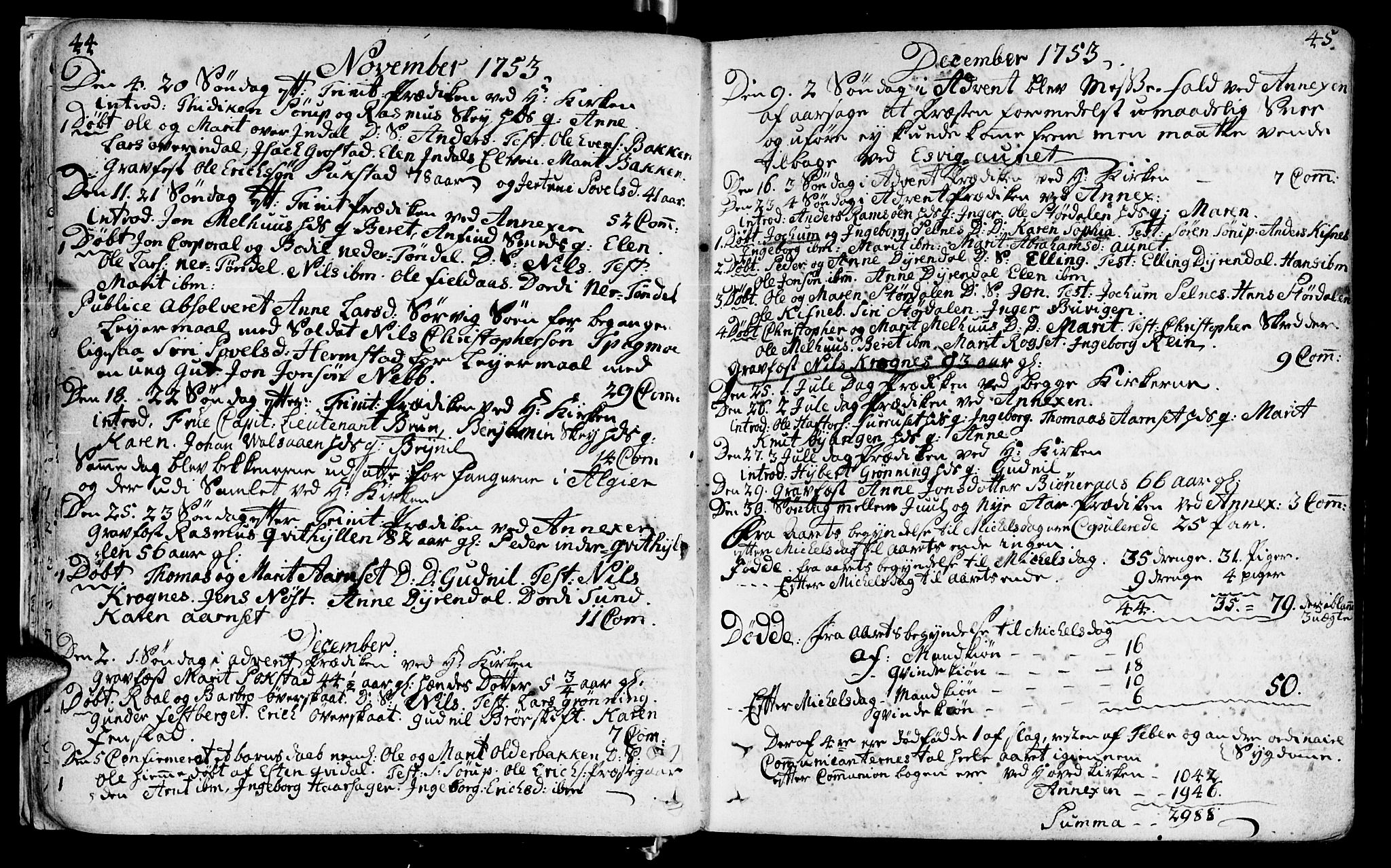 Ministerialprotokoller, klokkerbøker og fødselsregistre - Sør-Trøndelag, SAT/A-1456/646/L0605: Ministerialbok nr. 646A03, 1751-1790, s. 44-45