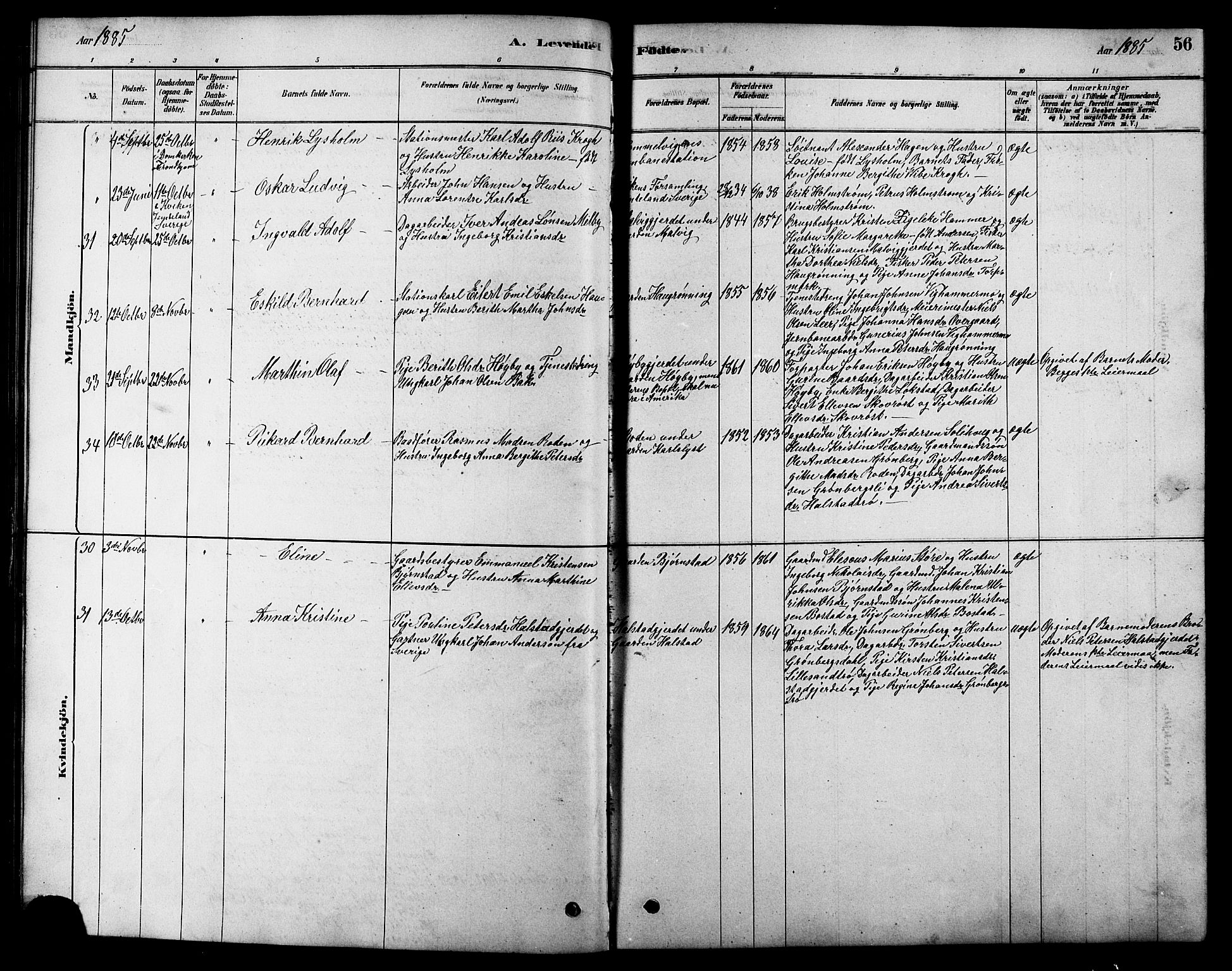 Ministerialprotokoller, klokkerbøker og fødselsregistre - Sør-Trøndelag, AV/SAT-A-1456/616/L0423: Klokkerbok nr. 616C06, 1878-1903, s. 56