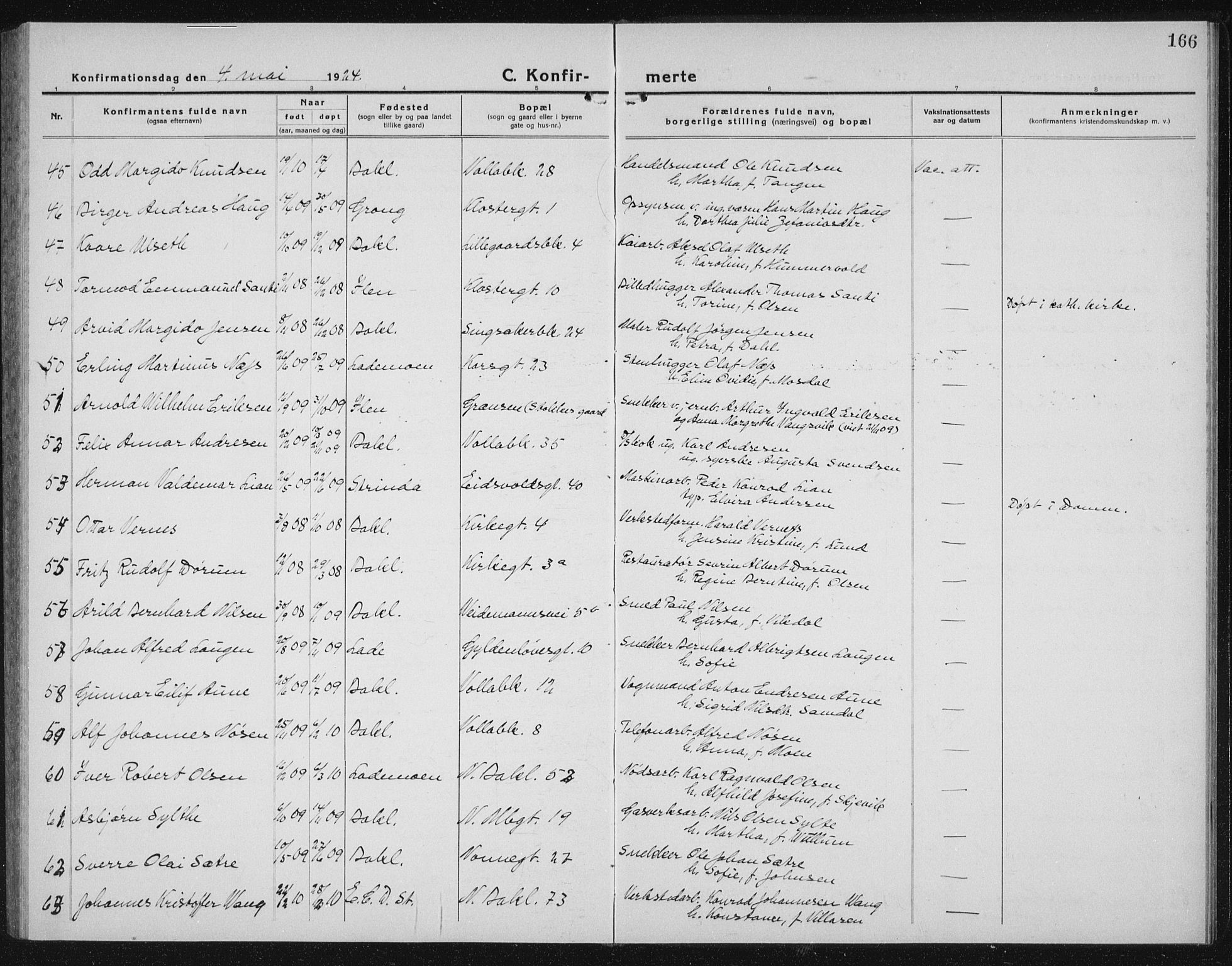 Ministerialprotokoller, klokkerbøker og fødselsregistre - Sør-Trøndelag, AV/SAT-A-1456/604/L0227: Klokkerbok nr. 604C10, 1923-1942, s. 166