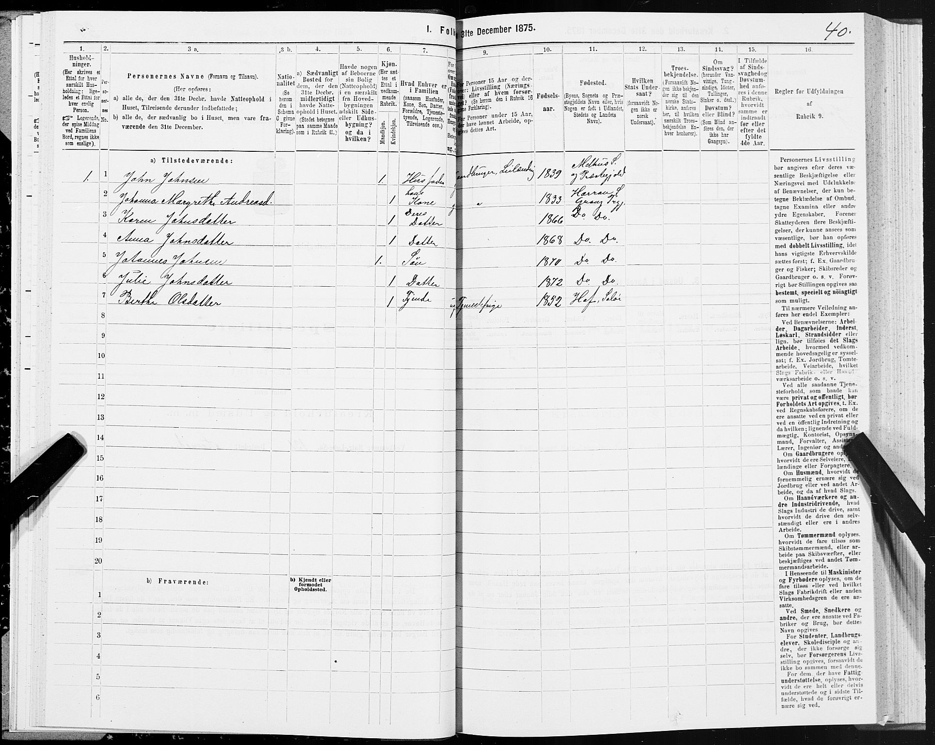 SAT, Folketelling 1875 for 1742P Grong prestegjeld, 1875, s. 3040